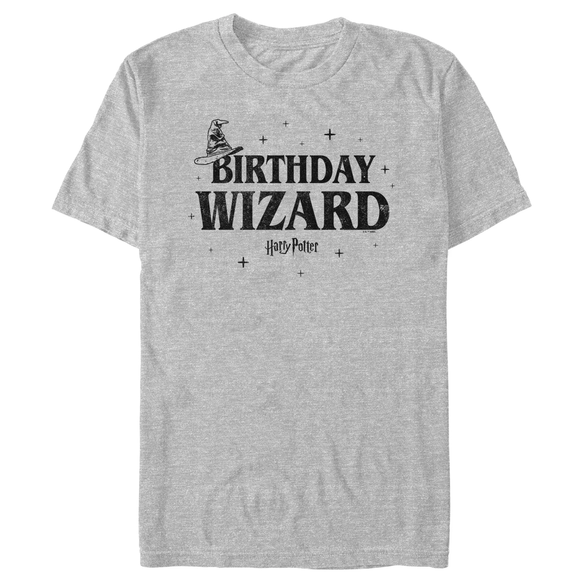 Men's Harry Potter Distressed Birthday Wizard  Graphic Tee Athletic Heather 2X Large