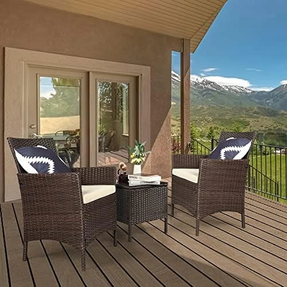 YPDCHB Patio  Set 3 Piece  Wicker Patio  Sets  Outdoor PE Rattan   Front Porch   All-Weather Patio   Balcony