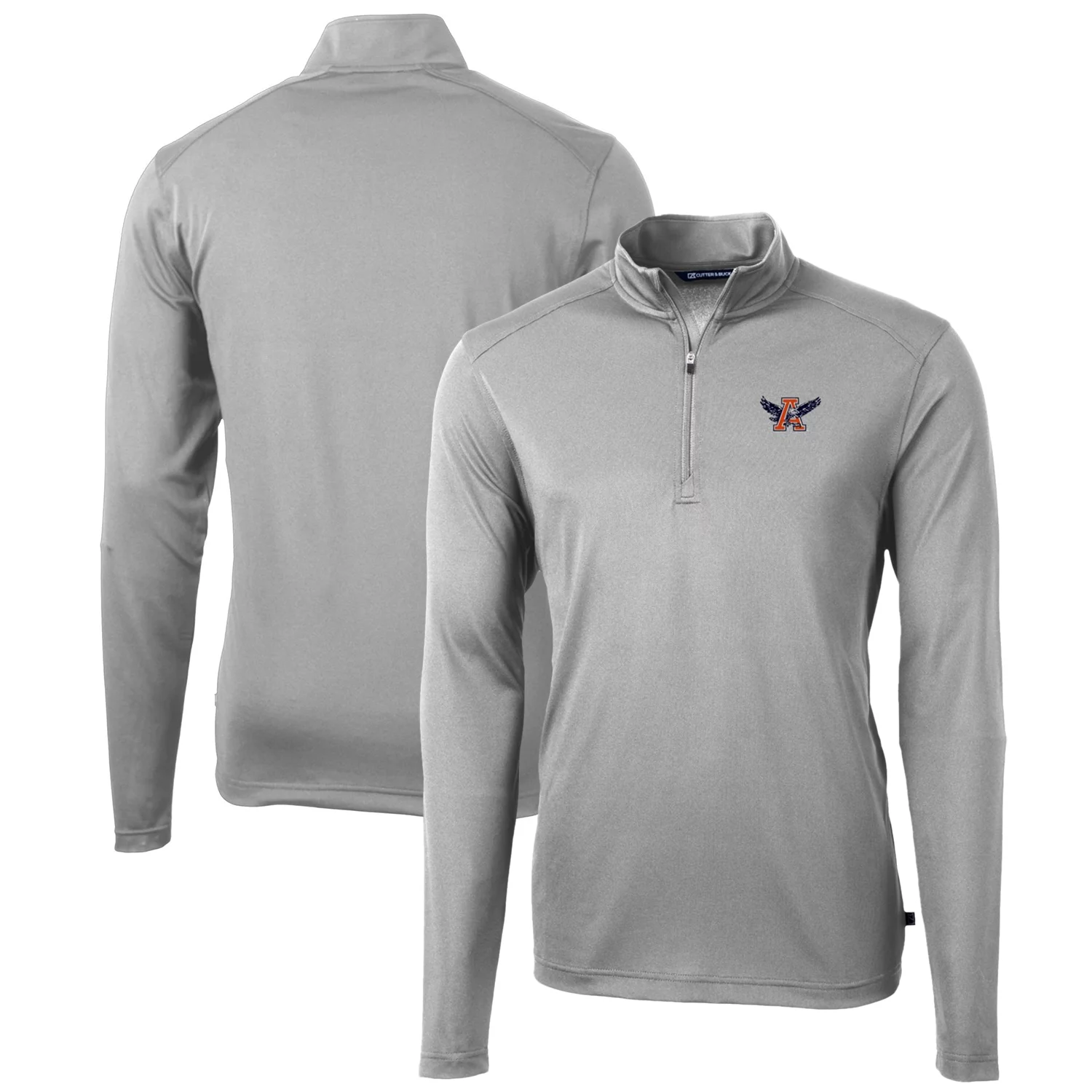 Men's Cutter & Buck Gray Auburn Tigers Team Big & Tall Virtue Eco Pique Recycled Quarter-Zip Pullover Top