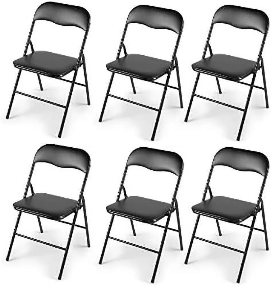 JYHOME 6 Pack  with Soft Padded Seat and Backrest  Portable Steel Frame Chair for Commercial Meeting Wedding Party Event  Indoor Outdoor for Office School Backyard