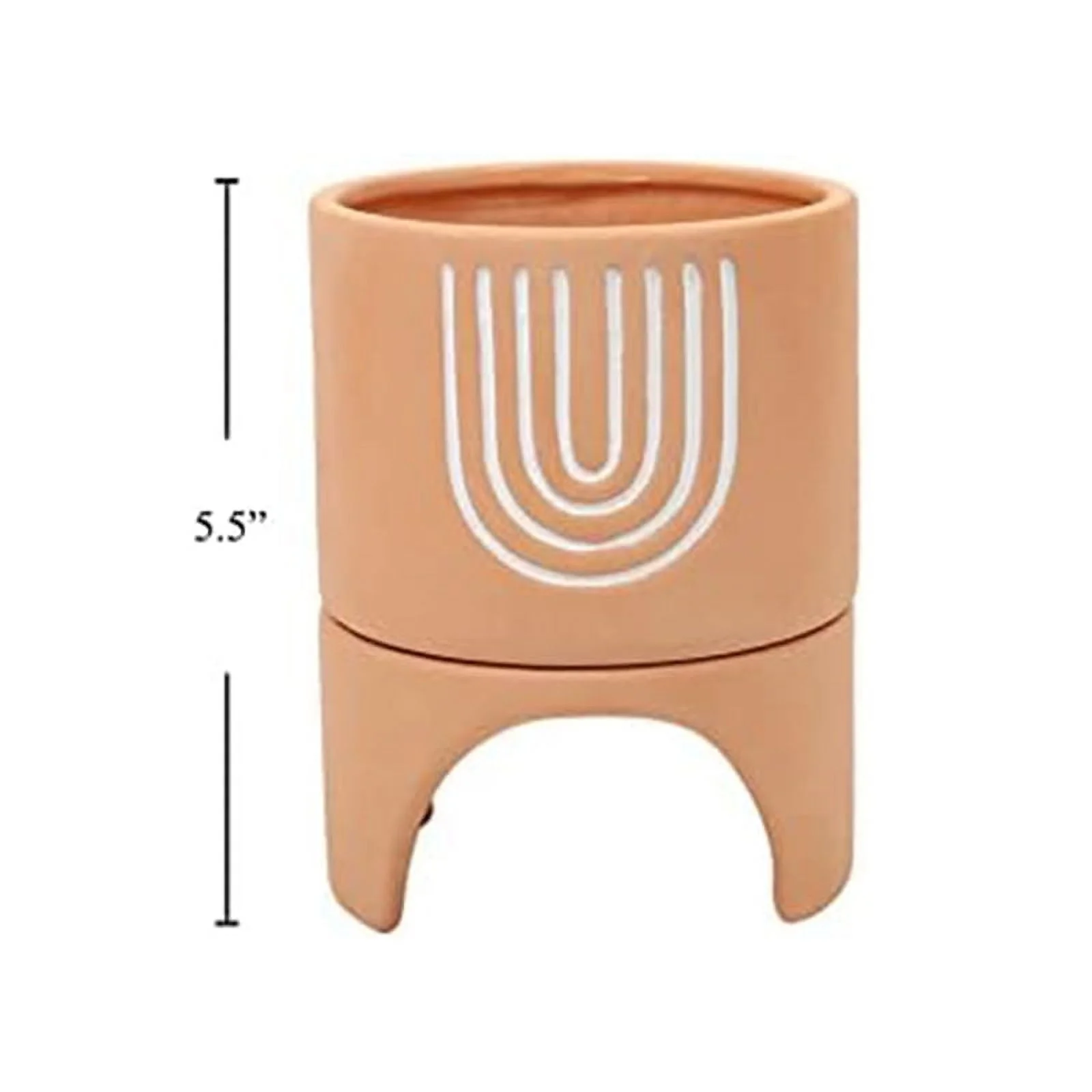 Truu Design Orange Ceramic Planter with Stand