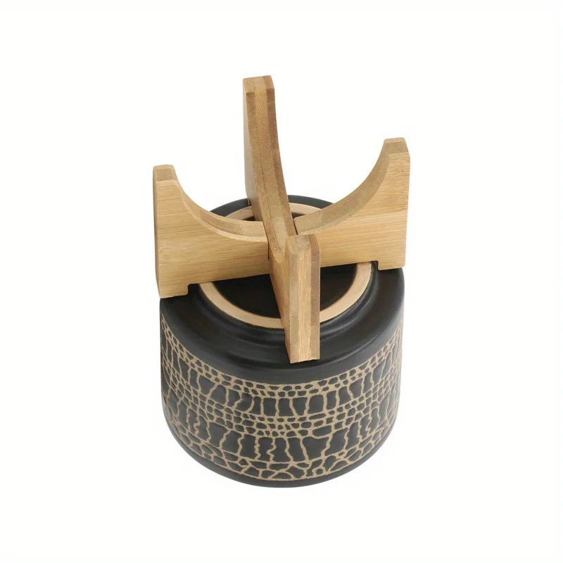 Glazed Planter W/Stand, Black