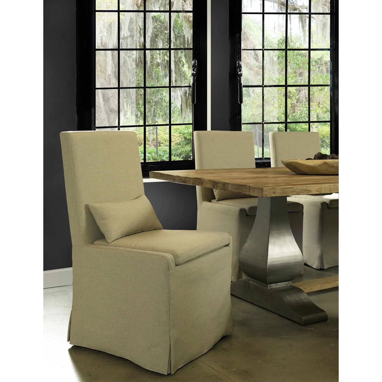 Padma's Plantation Sandspur Beach Wood Dining Chair in Brushed Linen White