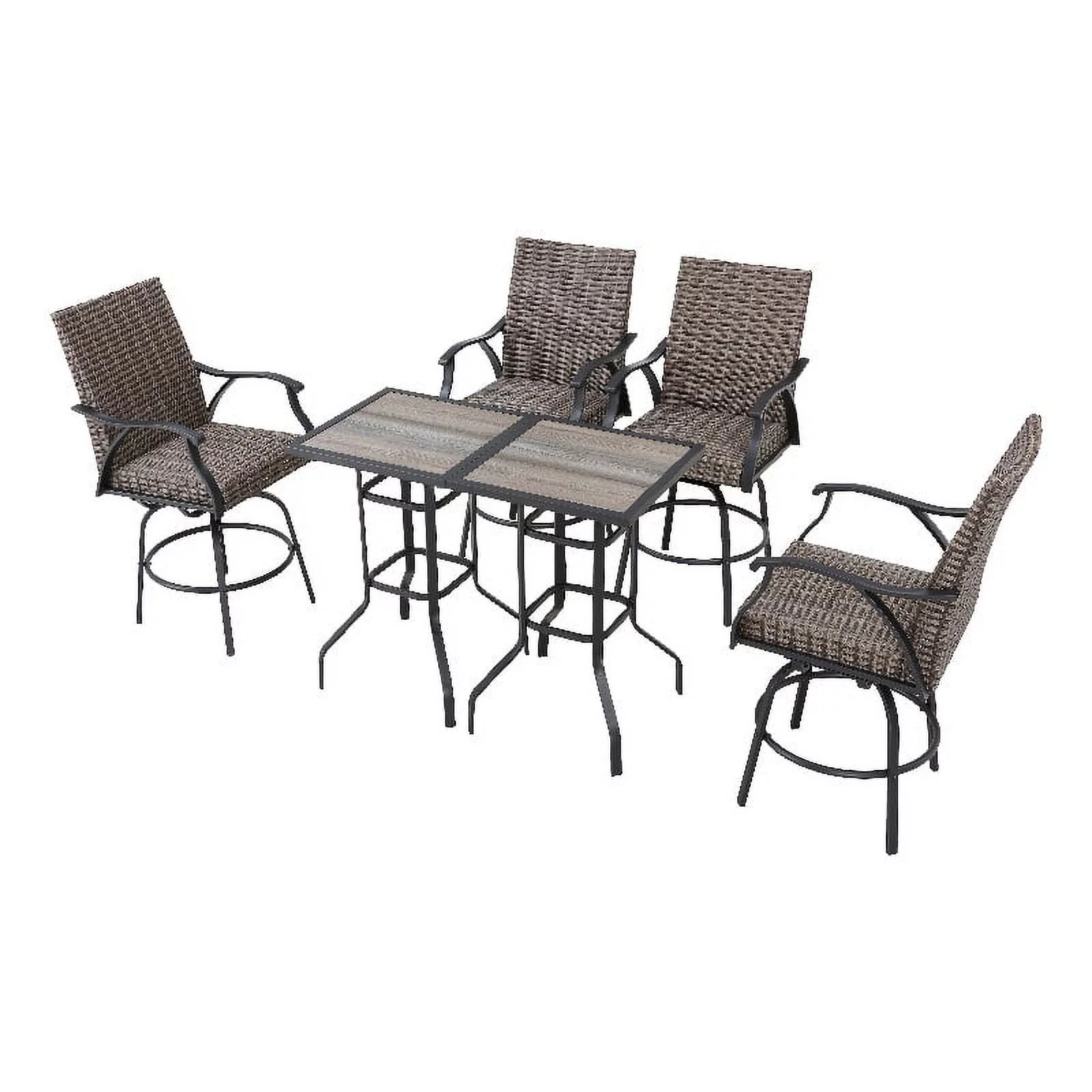 Patio Festival Metal 6-Piece Outdoor Dining Set in Black and Brown