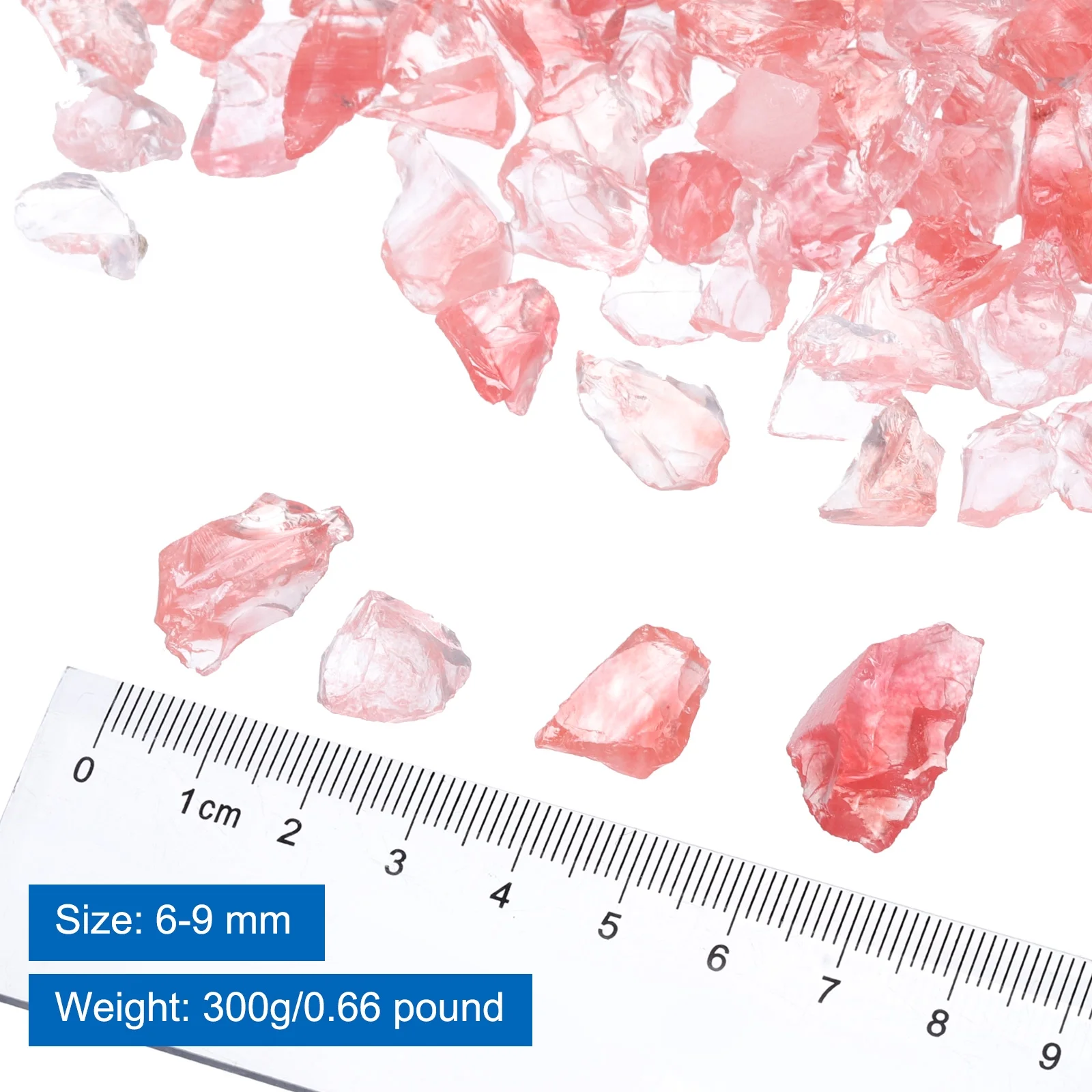 0.66 Pound Fire Glass Stone, 6-9mm Reflective Fire Pit Glass Rock for Fireplace, Pink