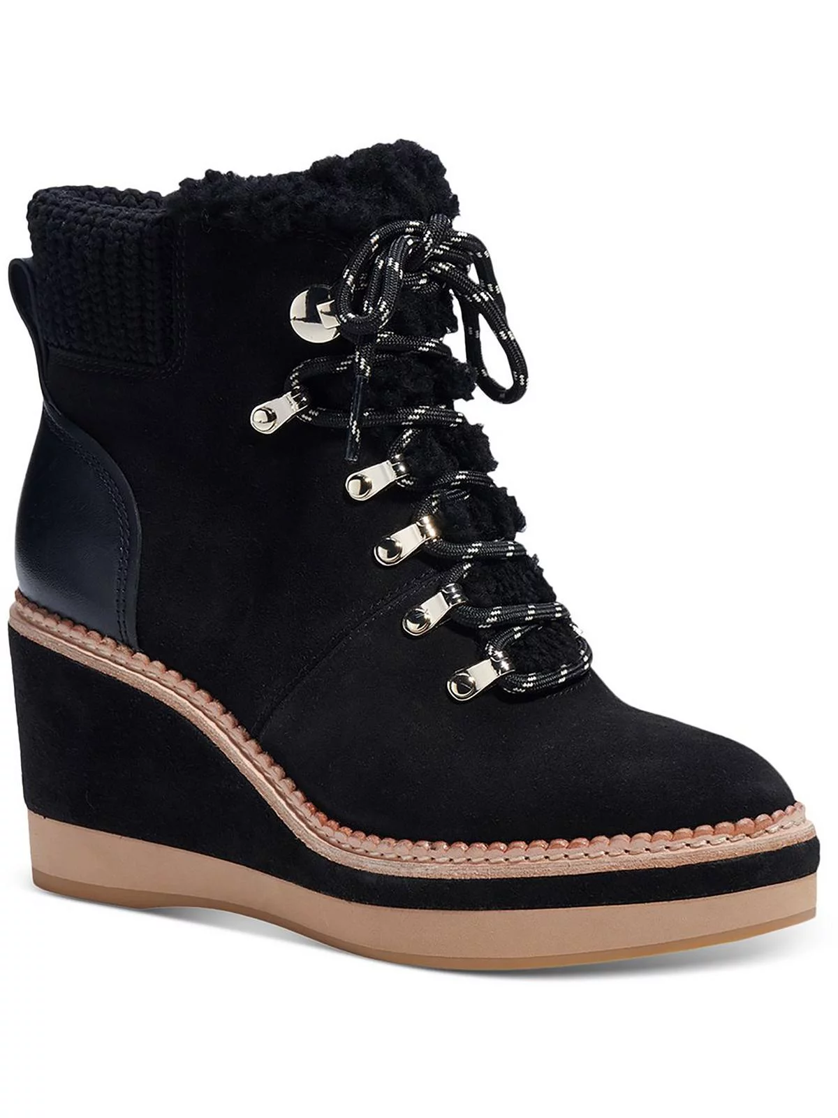 Kate Spade New York Womens Willow Leather Round Toe Wedge Boots