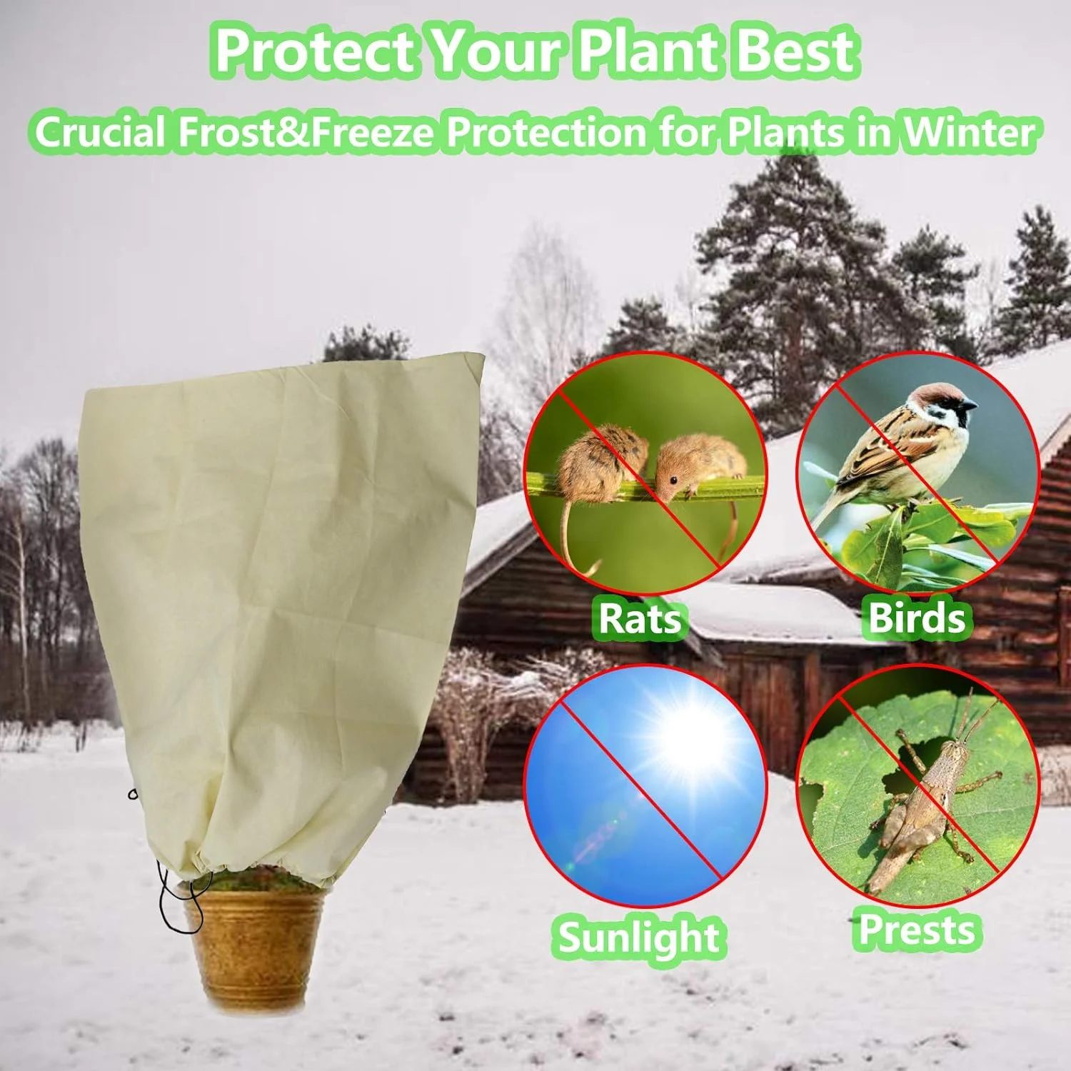 Plant Covers Freeze Protection Cold Weather Winter Outdoor Frost Blanket Bag for Shrub Jacket