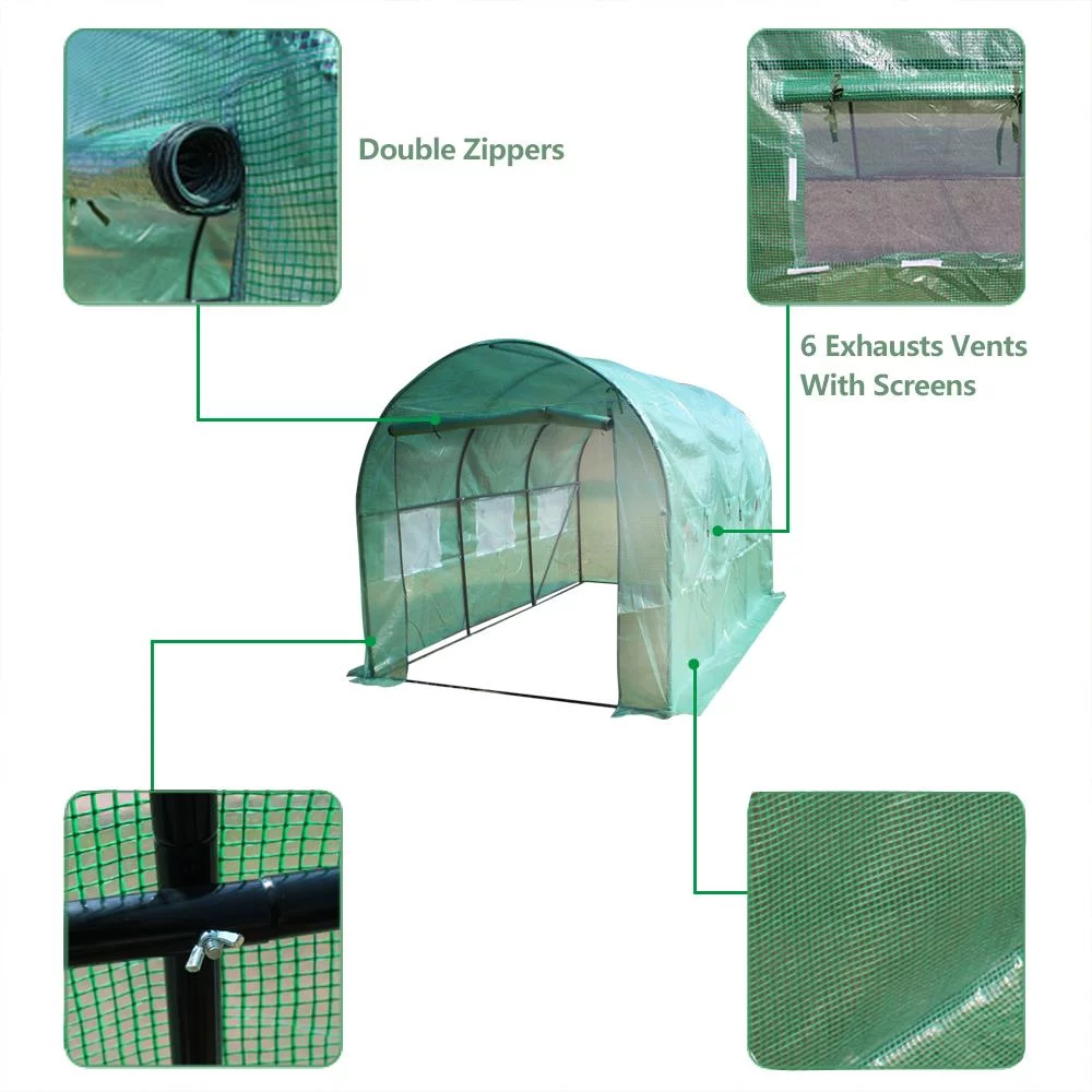 Ktaxon 12' x 7' x 7' Greenhouse with Zippered Door and 6 Roll Up Windows