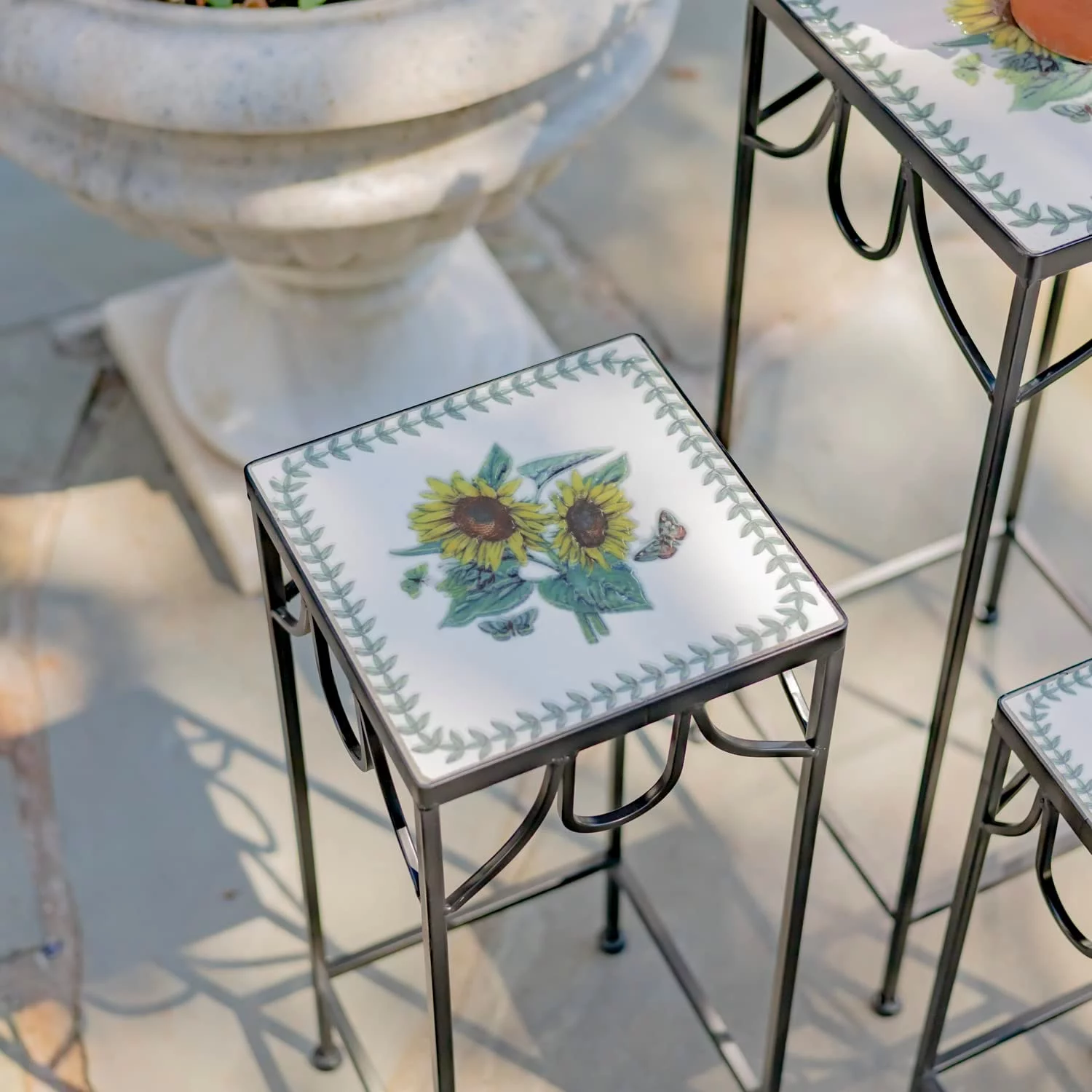 Zaer Ltd.  Marisol Square Nesting Iron Mosaic Plant Stands - Set of 3