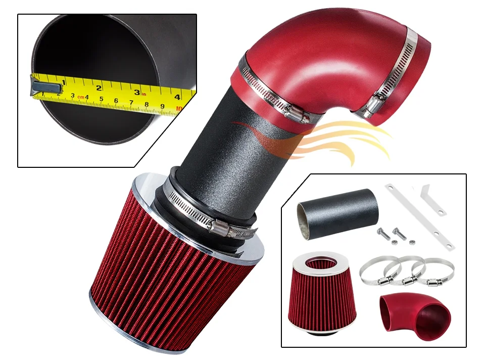 RW SERIES - MATTE BLACK PIPE RED - SHORT RAM INTAKE Compatible For 03-05 Land Rover Range Rover 4.4L V8