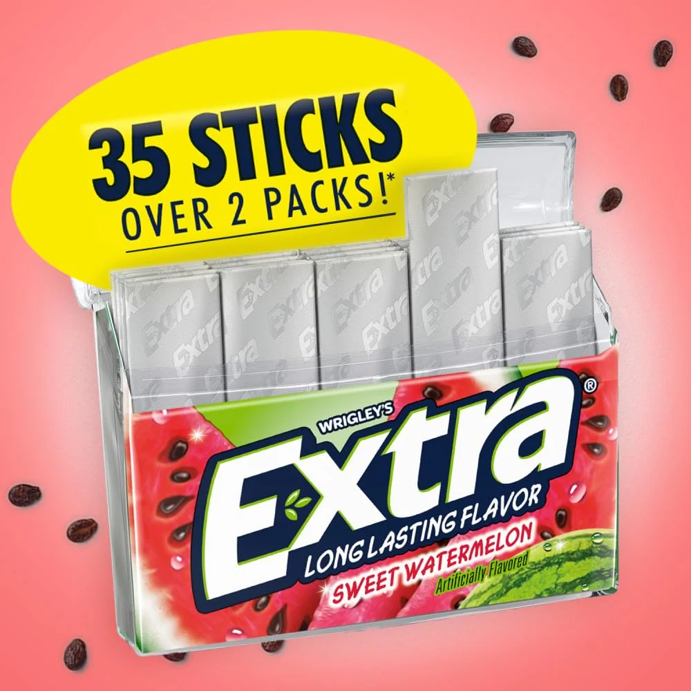 EXTRA Gum SWEET WATERMELON Sugar Free Chewing Gum Mega Pack, 35 Stick (Pack of 6)