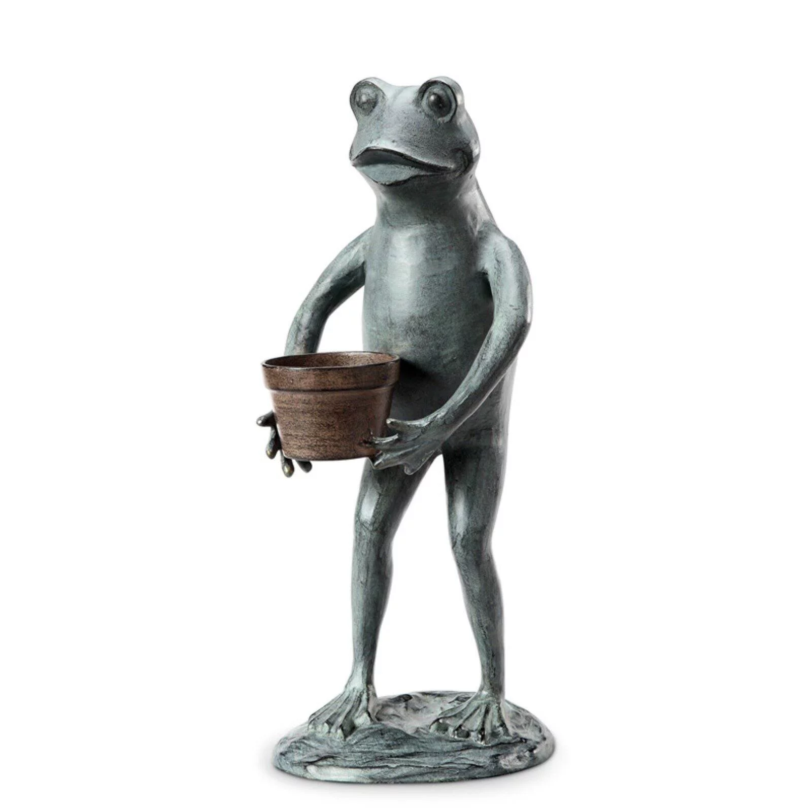 SPI Aluminum Helpful Garden Frog Planter Holder