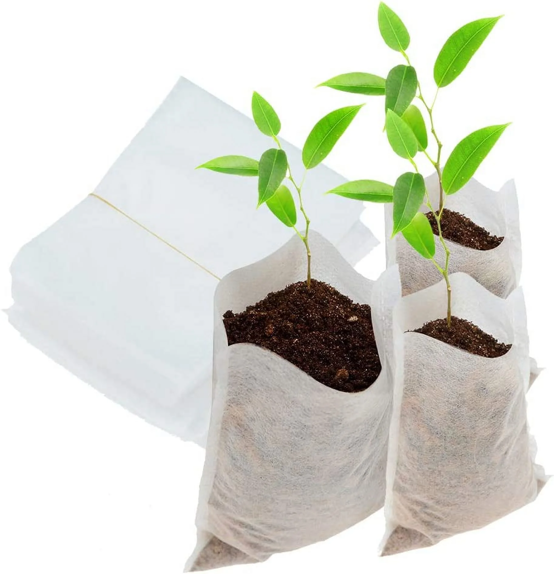 Seedling Plant Grow Bags, Biodegradable Non-Woven Nursery Fabric Seeding Starting Fiber Soil Transplant Pouches, Home Garden Supply - 12 x15 cm (Pack of 40 Pcs)