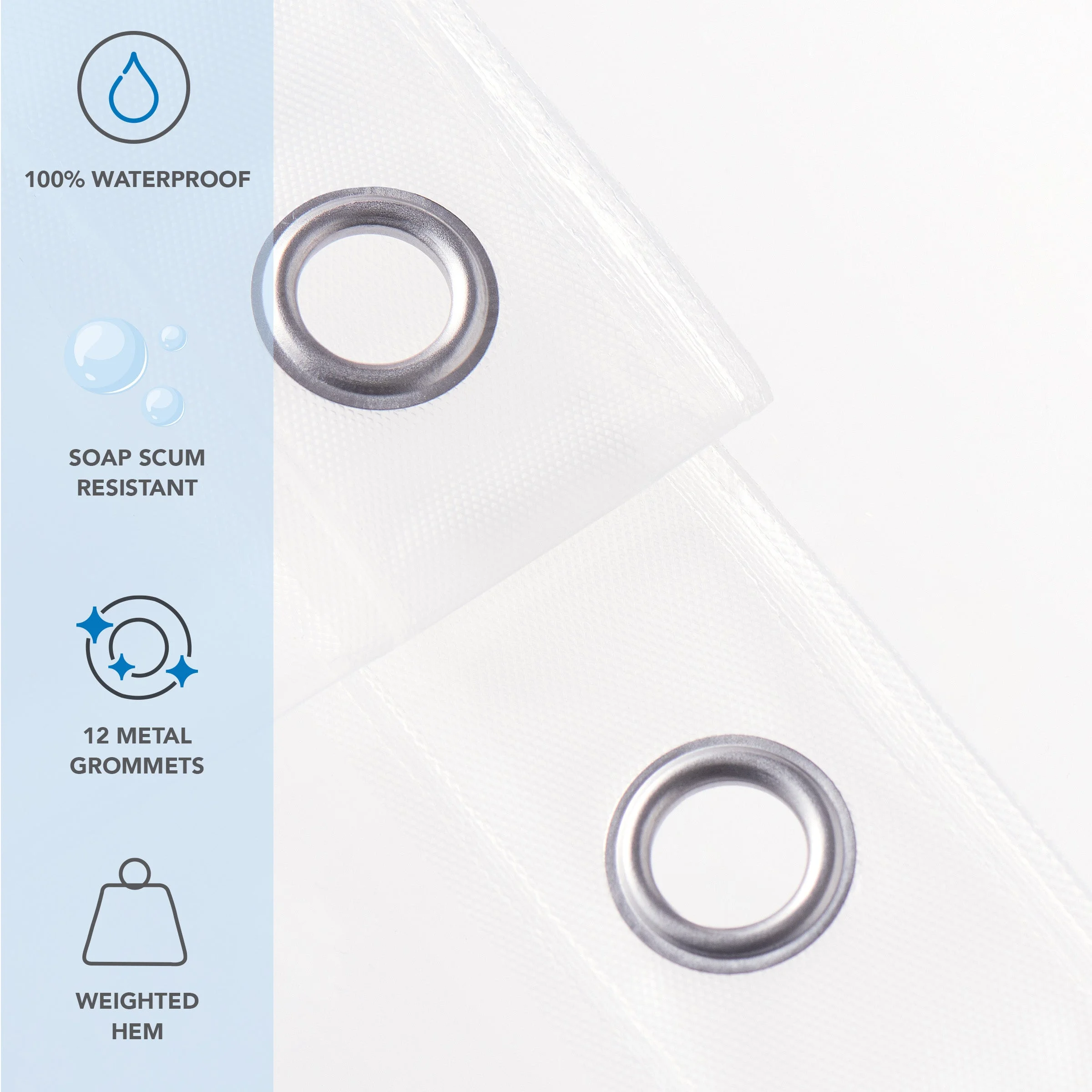 Host & Home Heavy Duty Shower Curtain Liner 2-Pack, Waterproof, 72” x 72”, Clear 8 Gauge PEVA Shower Liner