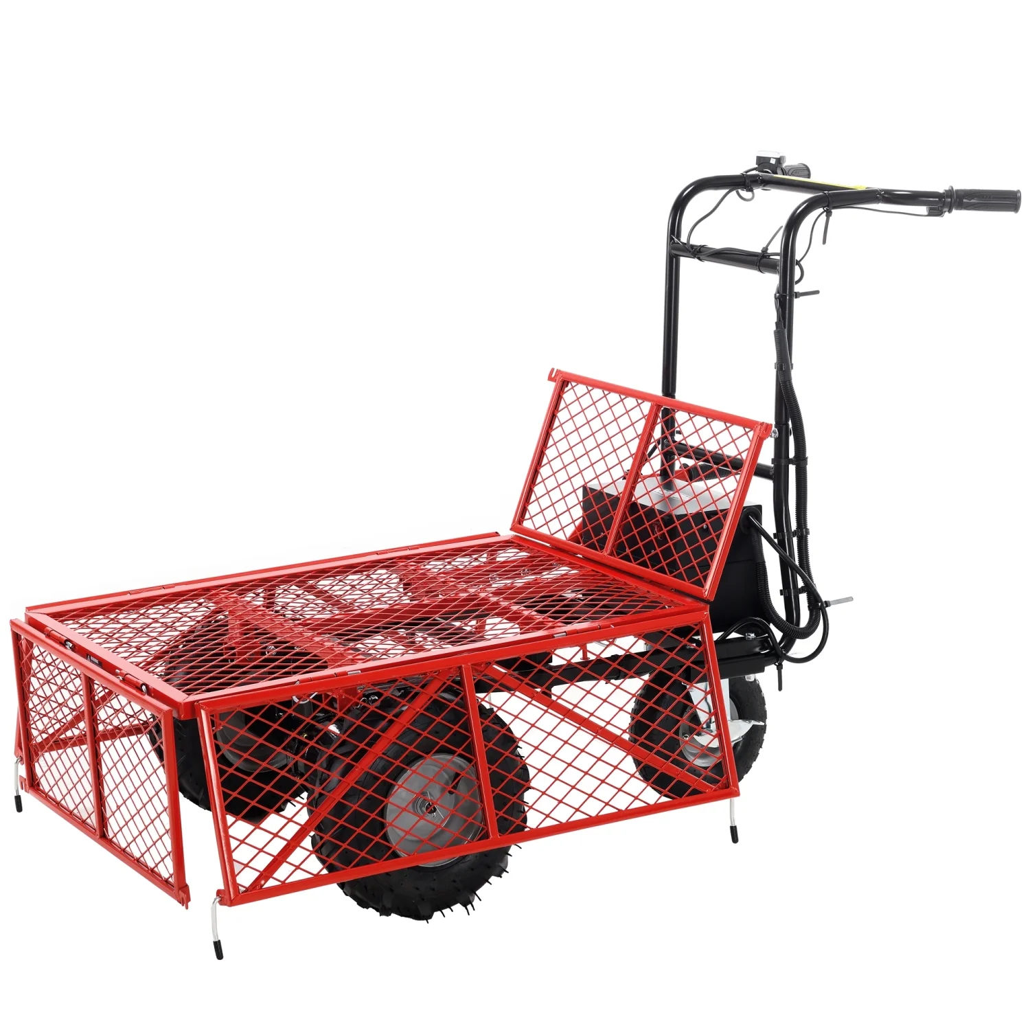 Heavy Duty Electric Powered 48V28Ah Utility Cart with 500lbs Capacity  230kg Material Hauler and 1000lbs Towing - Wheelbarrow