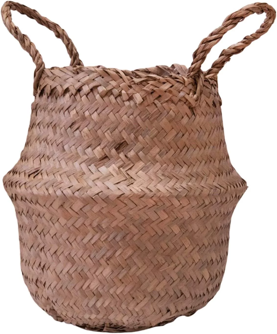 Modern Village Mini Woven Basket for Plants, 5 Inch Natural Seagrass Weave