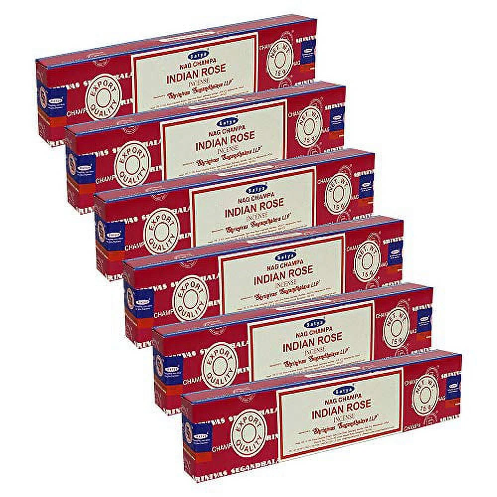 Satya Nag Champa Indian Rose Incense Sticks Pack of 6 Boxes 15gms
