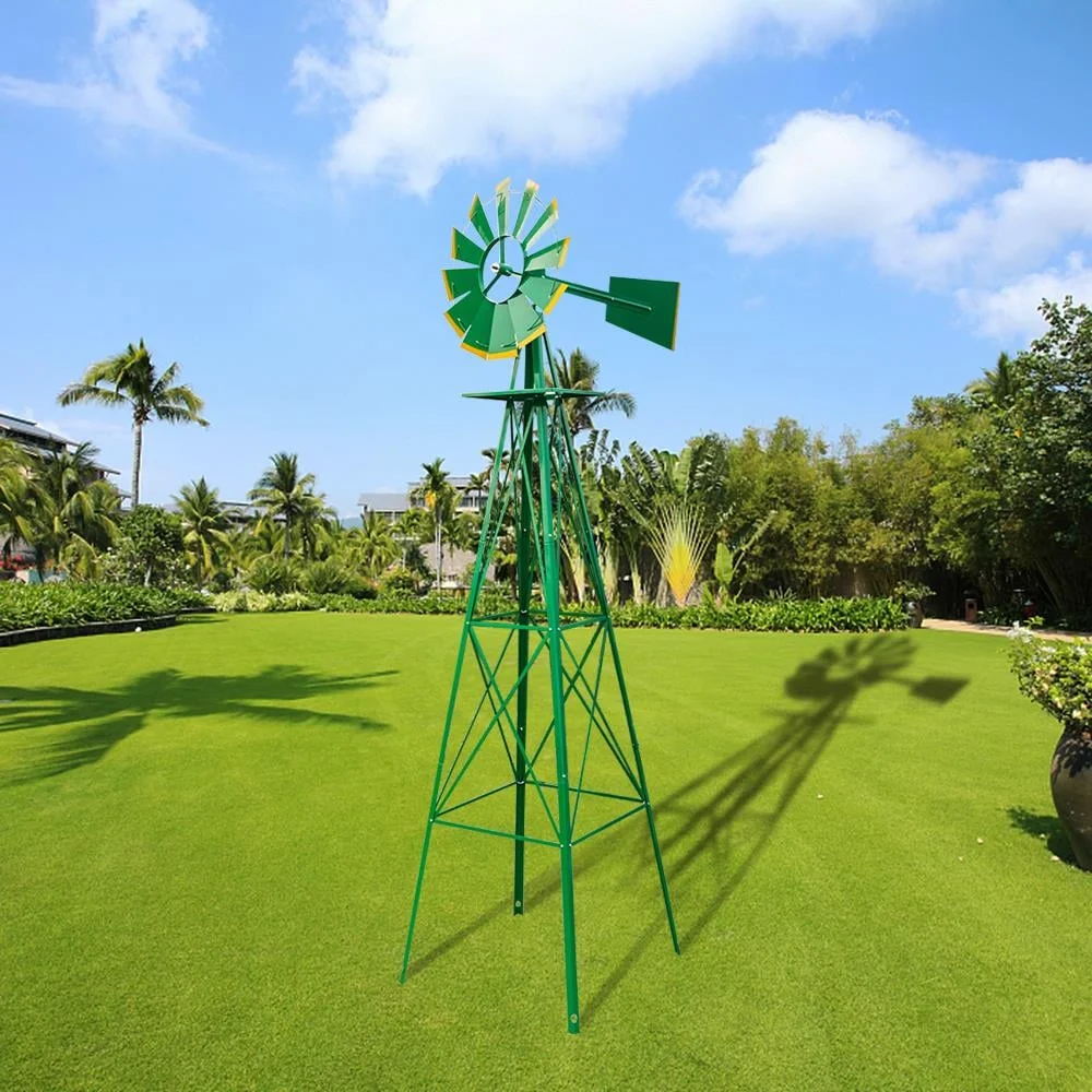 Zimtown 8FT Windmill Yard Garden Metal Ornamental Wind Mill Green