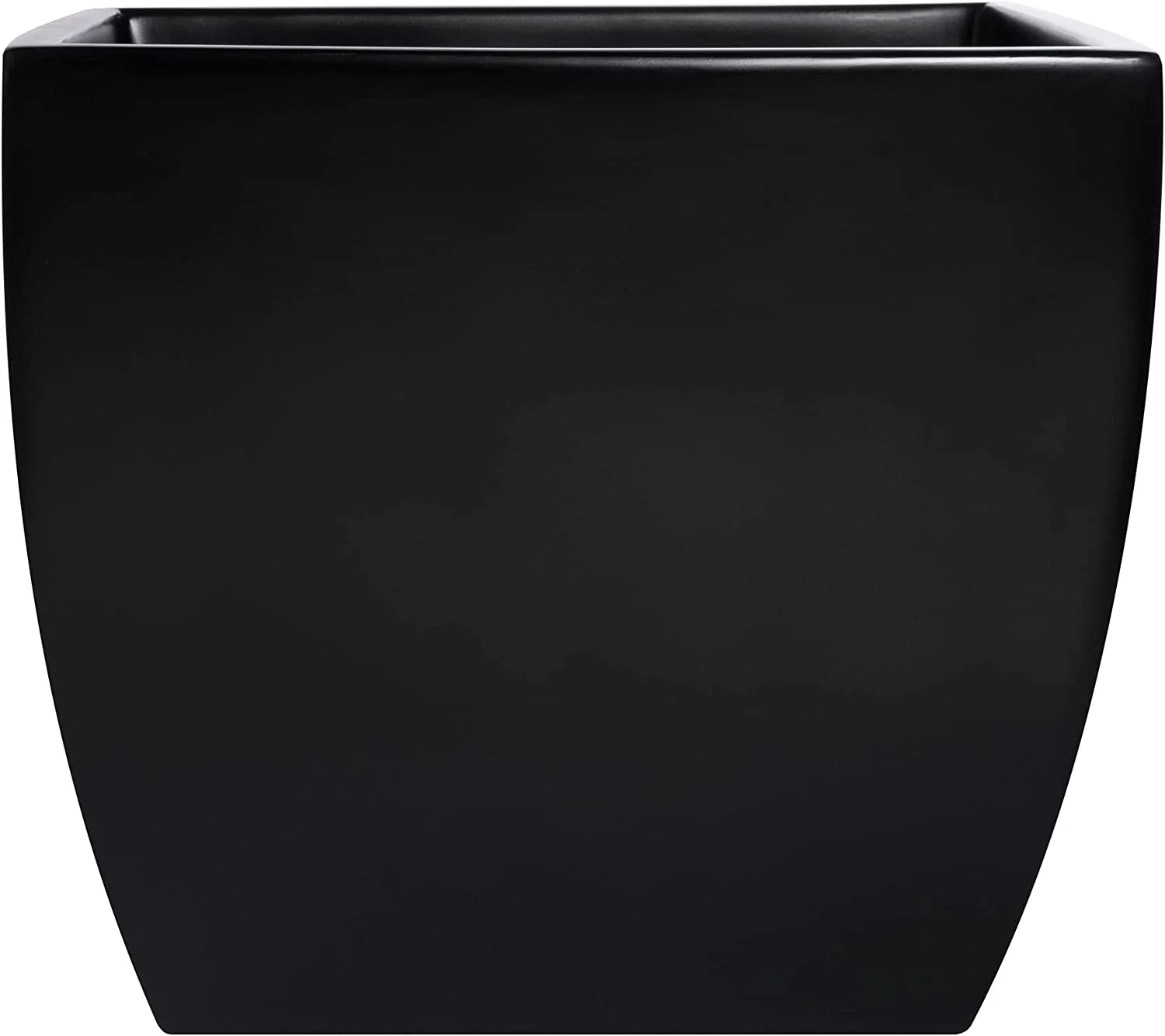 Pacifica Square Curved Fiberglass Planter, Black, 12 Inch