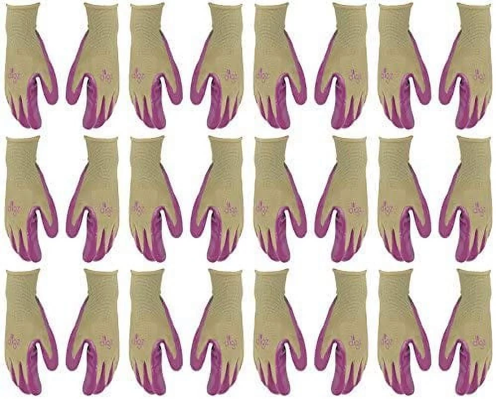 Set of 12 Long Cuff Digz Grip Planter Women's Medium Synthetic Leather Palm All Purpose Work/Garden Gloves - Comfort Fit - (12)