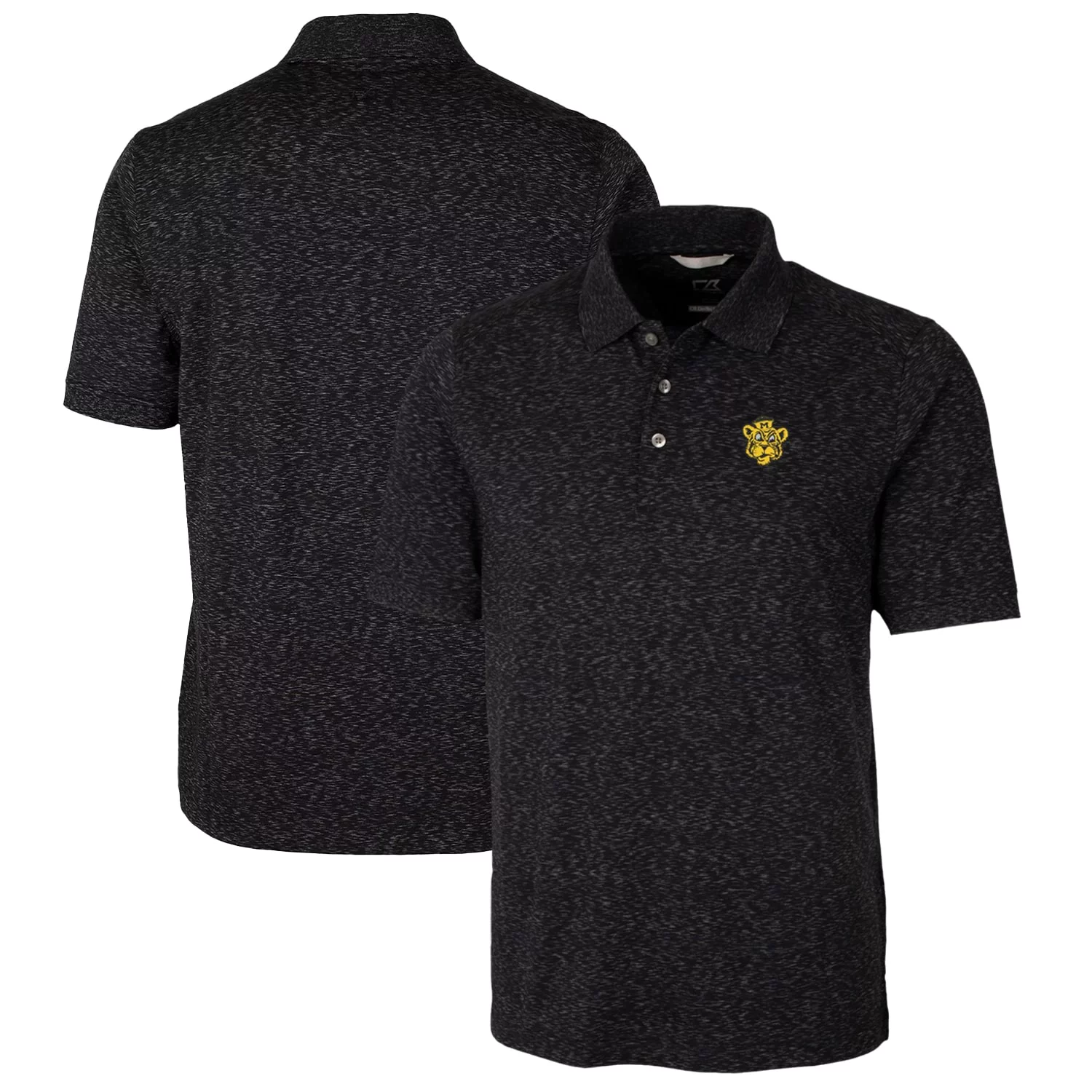 Men's Cutter & Buck Black Missouri Tigers Advantage Space Dye Tri-Blend Polo