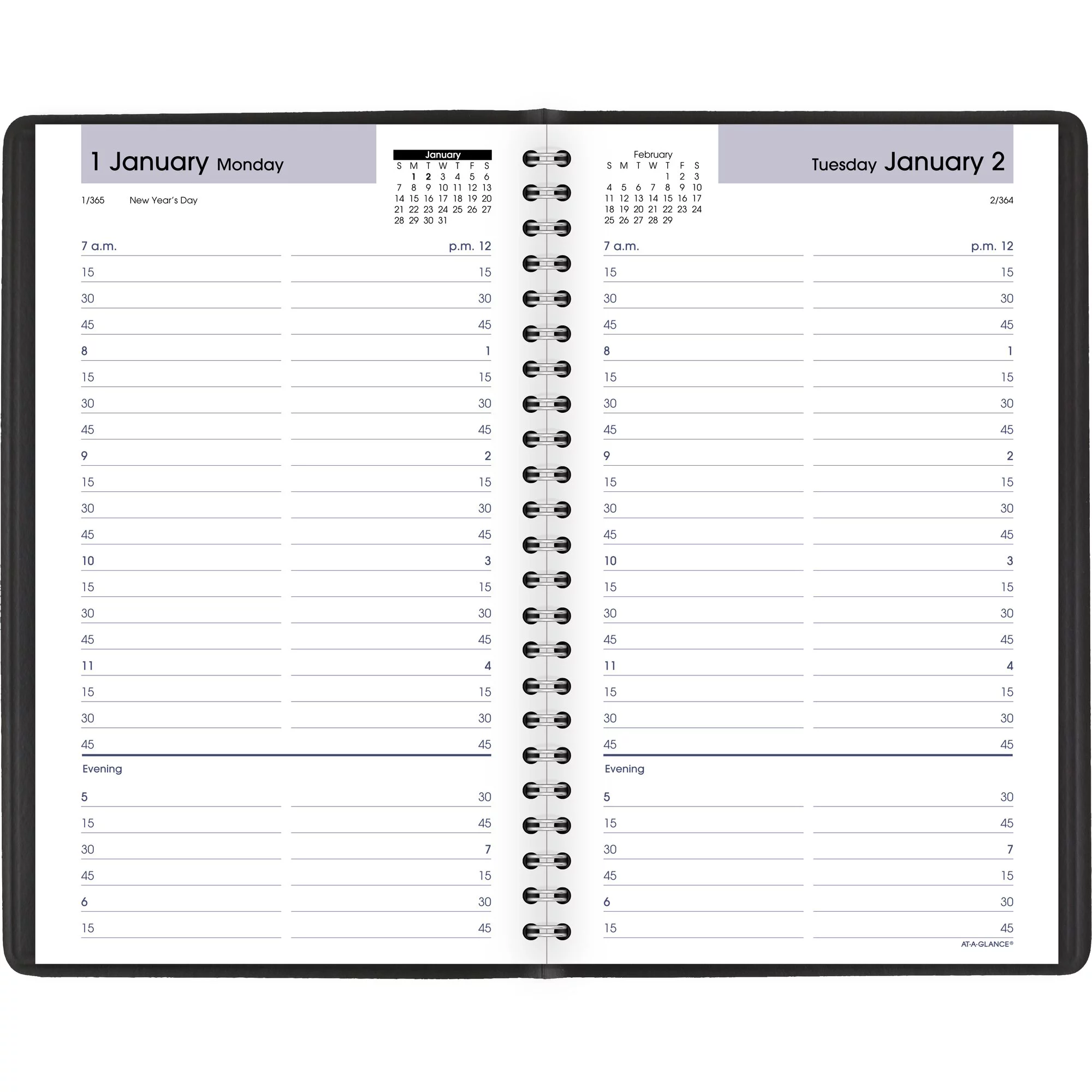 AT-A-GLANCE DayMinder 2024 Daily Appointment Book Planner Black Small 5 x 8 -
