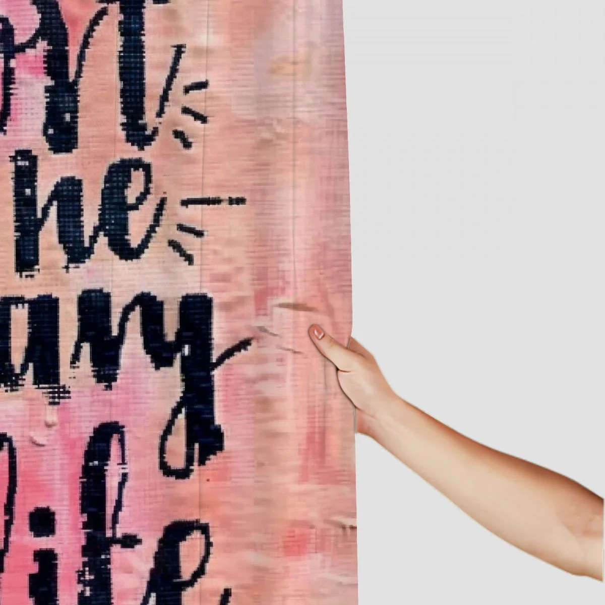 Akjvoe Bathroom Shower Curtain Brush Live Creative Life Inspirational Wall Cute Quote Hand Waterproof Bath Curtain Set with Hooks