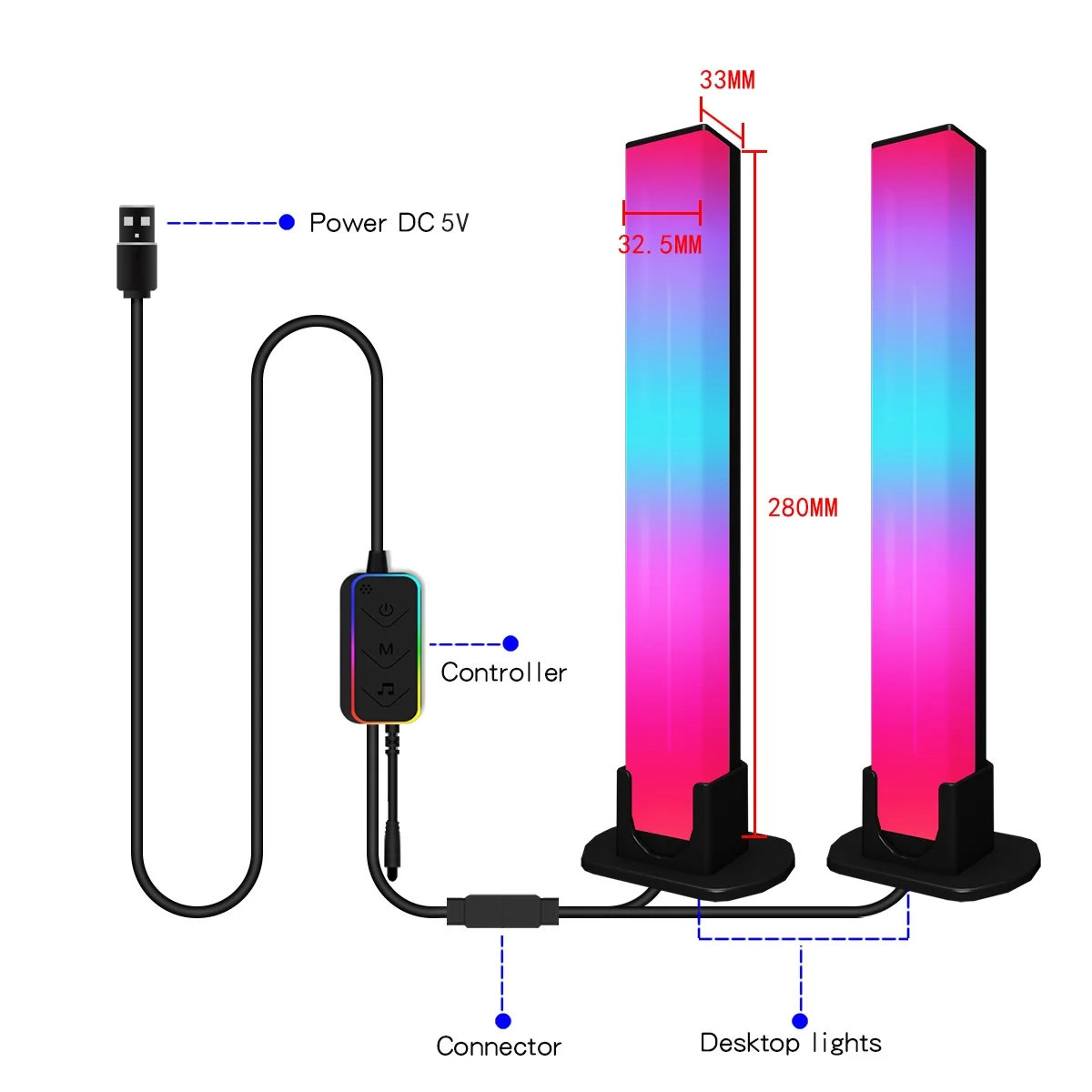 FEIYAR HOME Smart LED Light Bar,Gaming Lights Ambient Lighting, APP TV Backlights LED Play Light Bars With Rainbow Effect, USB Ambiance Light For PC,TV,Decor (2Pcs)
