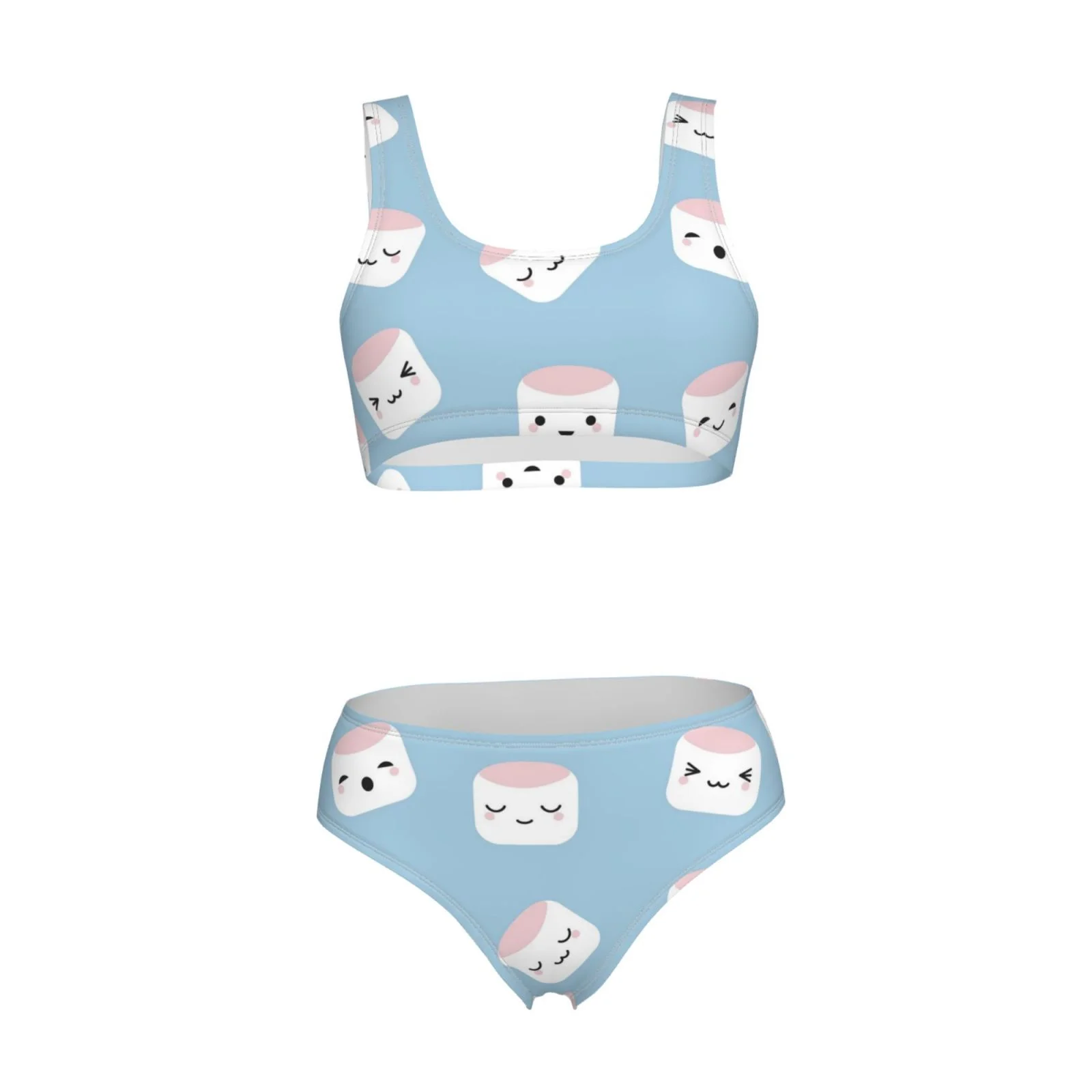 Gaeub Cartoon Sushi Women's Two Piece Swimsuit High Waisted Bikini Sets with Removable Soft Chest Pad - Small