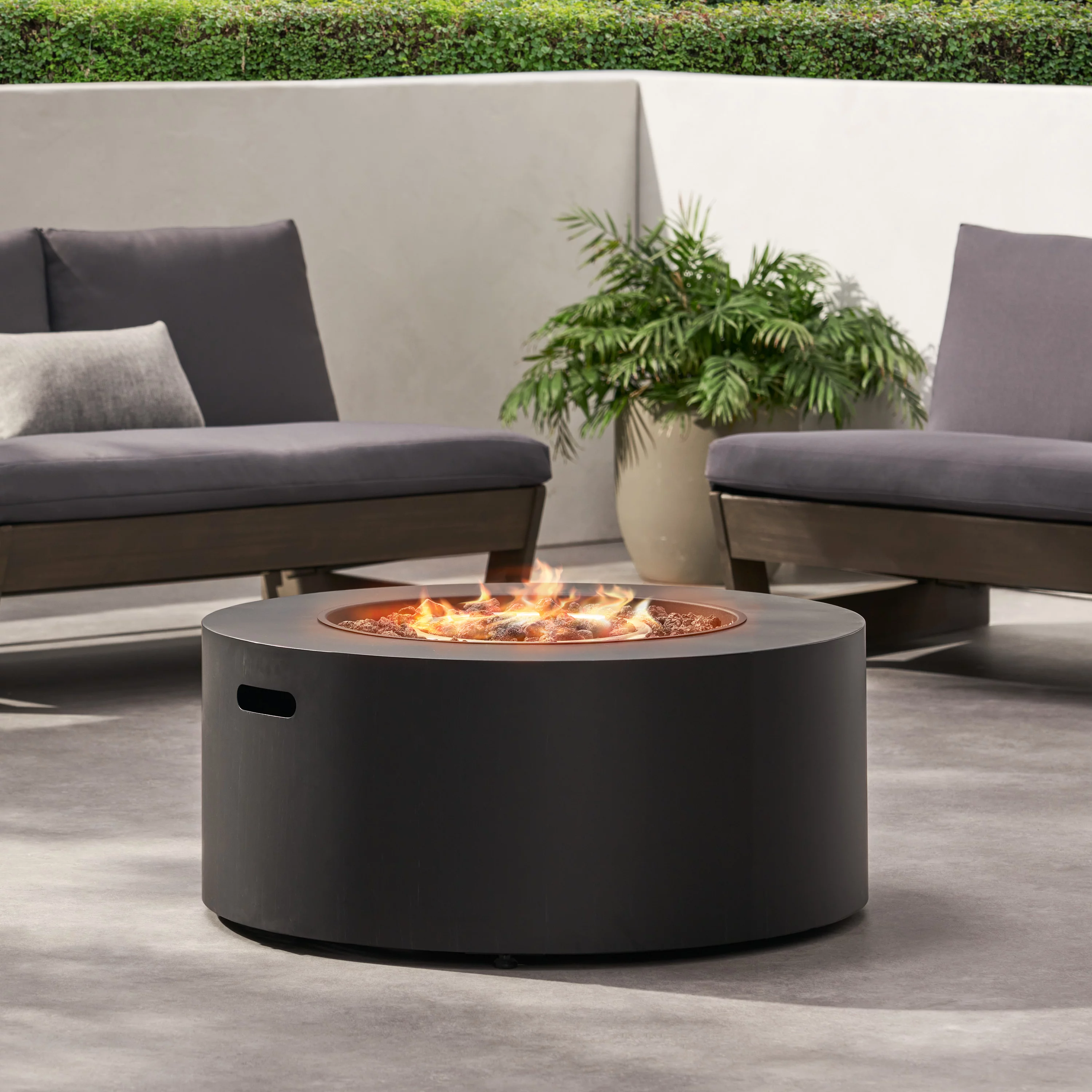 Jasmine Outdoor 40,000 BTU Circular Fire Pit (No Tank Holder), Dark Gray