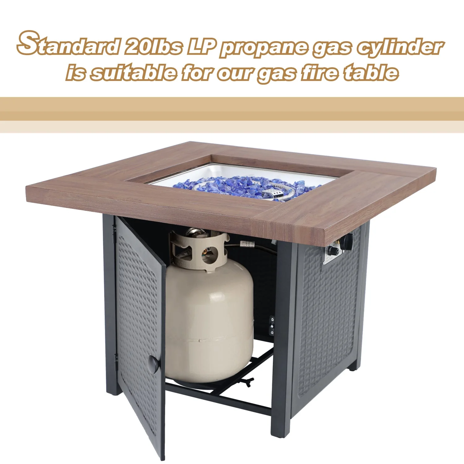 Sophia&William 5-Piece Wicker Patio Dining Set with 50,000 BTU Fire Pit Table