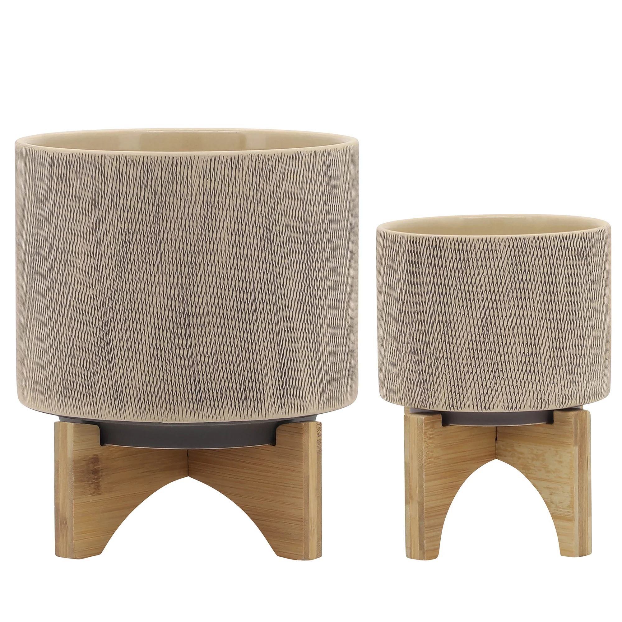 2 Piece/Set,With Drainage Holes, It Is Very Suitable for Planting and Potting Succulents, Made of High-quality Ceramics, It Has Little Impact on The Environment,Mesh Planter W/ Stand, Tan