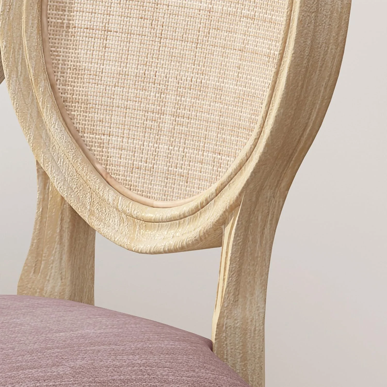 Camilo Wooden Dining Chair With Wicker And Fabric Seating (Set Of 2), Light Blush And Natural