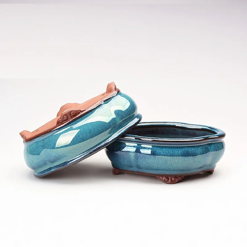 Creative Chinese Style Bonsai Flowerpot Ventilate Purple Sands Ceramic Craft Plant Pot Planter   Office