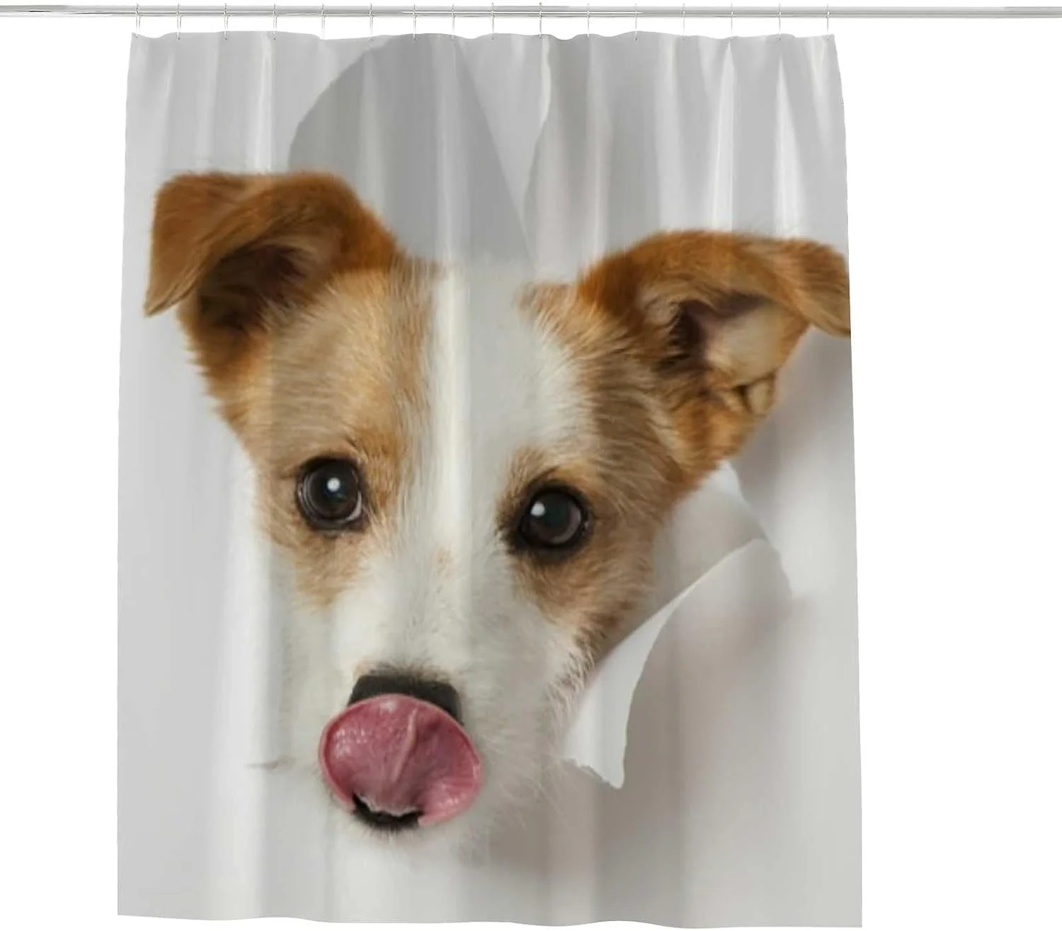 Wellsay Shower Curtain,Cute Dog Broken Out Wall Bathroom Curtain, Waterproof Fabric Shower Curtain for Bathroom Hotel Decoration, 60x72 inches