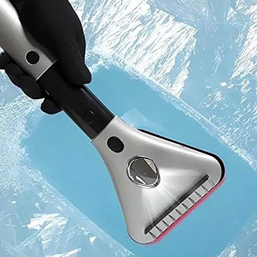 Two Elephants  Heated Ice Scraper with Built-In Wide-Beam LED Light - grey