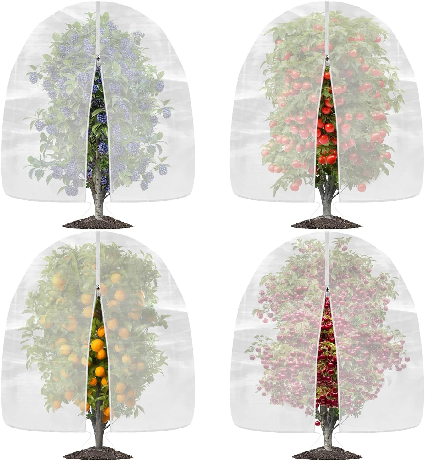 4 Pack Garden Plant Fruits Blueberry Bushes Protection Netting Covers Barrier Mesh Bags, Blueberry Tomato Protection Net with Zipper & Drawstring