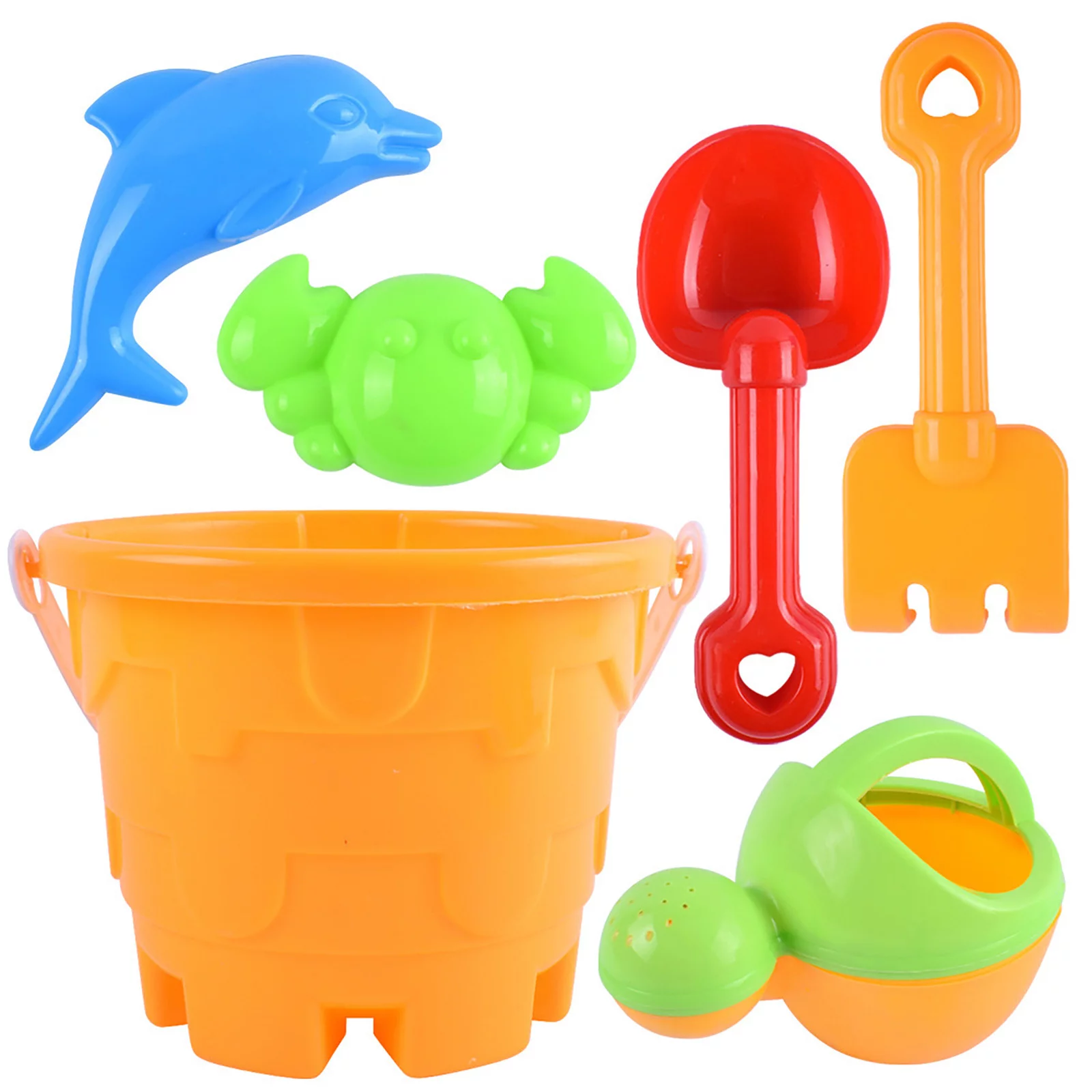 XIANXIAN Summer Children's Beach Toys Play Water Digging Sand Play House Shovel Bucket 6-piece Heavy Duty Plastic Garden Planting Shovels Spades Sets Sandbox Toys