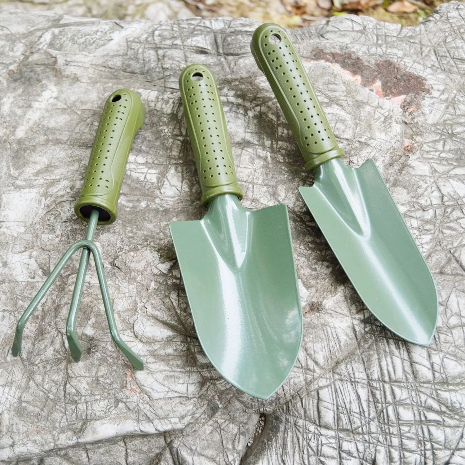 New Gardening Shovel Planting Tools Aluminum Alloy Flower Shovel Spade Shovel Digging Soil Loosening Vegetable Planting Tools Three-Piece Set Wear-Resistant