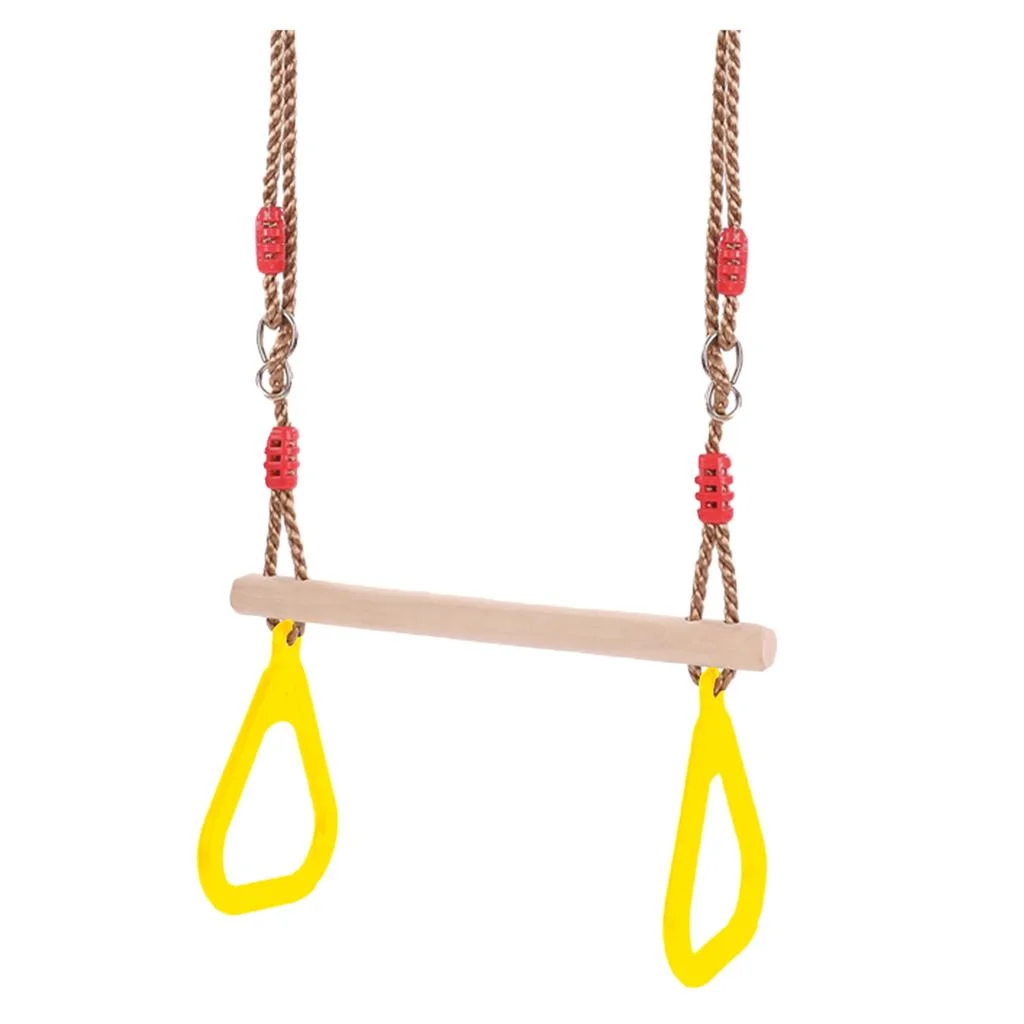 Children Wooden Swing with Rings for indoor and outdoor fun yard , 1.2~1.9m Yellow