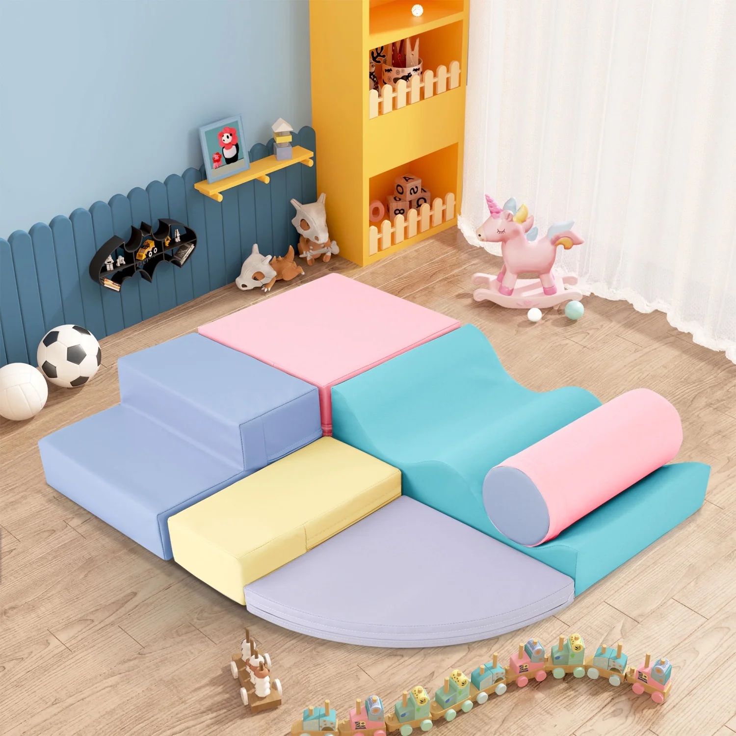 Exciting Indoor Soft Foam Climbing and Crawling Playset for Kids - Complete 6 in 1 Playground Equipment for an Active Home Experience of Climbing and Crawling