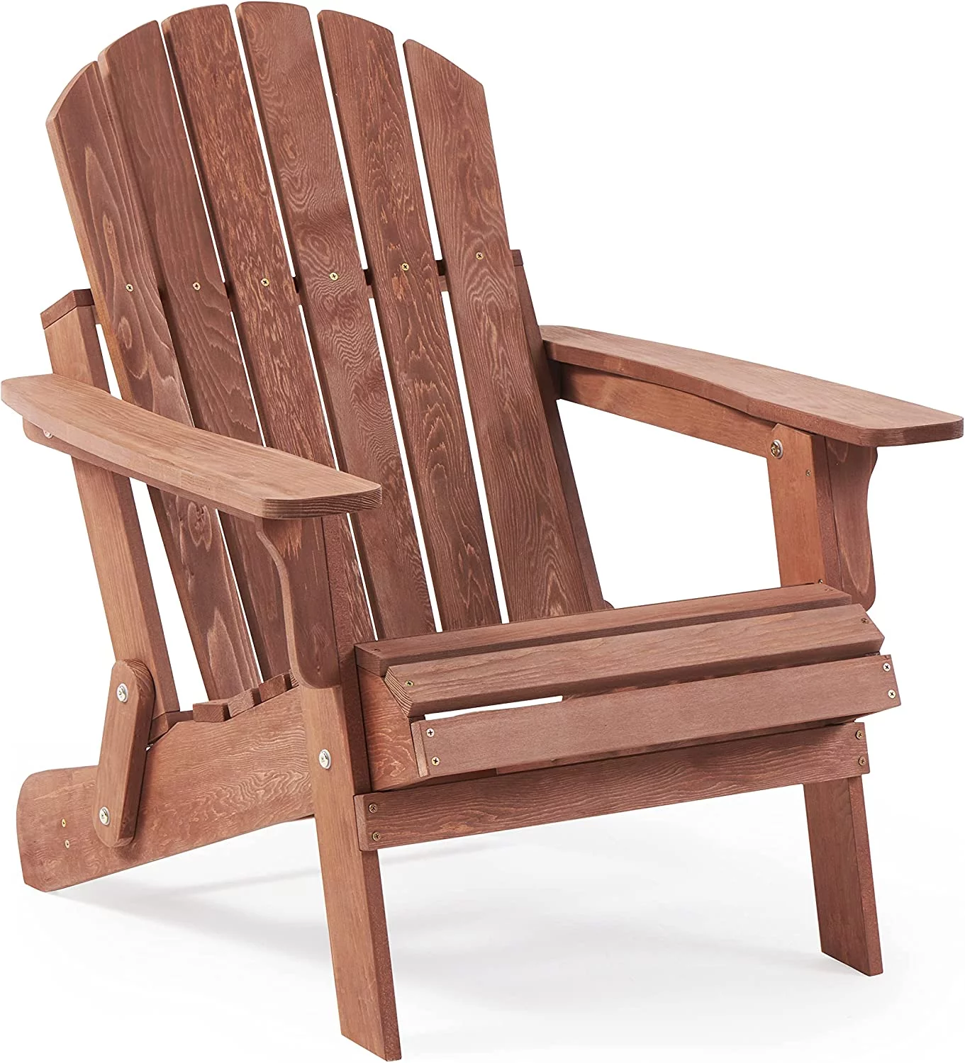 Oversize Outdoor Wooden Folding Adirondack Chair with Pre-Assembled BackRest & SeatBoard, Wood Patio Chair for Garden Backyard Porch Pool Deck Firepit