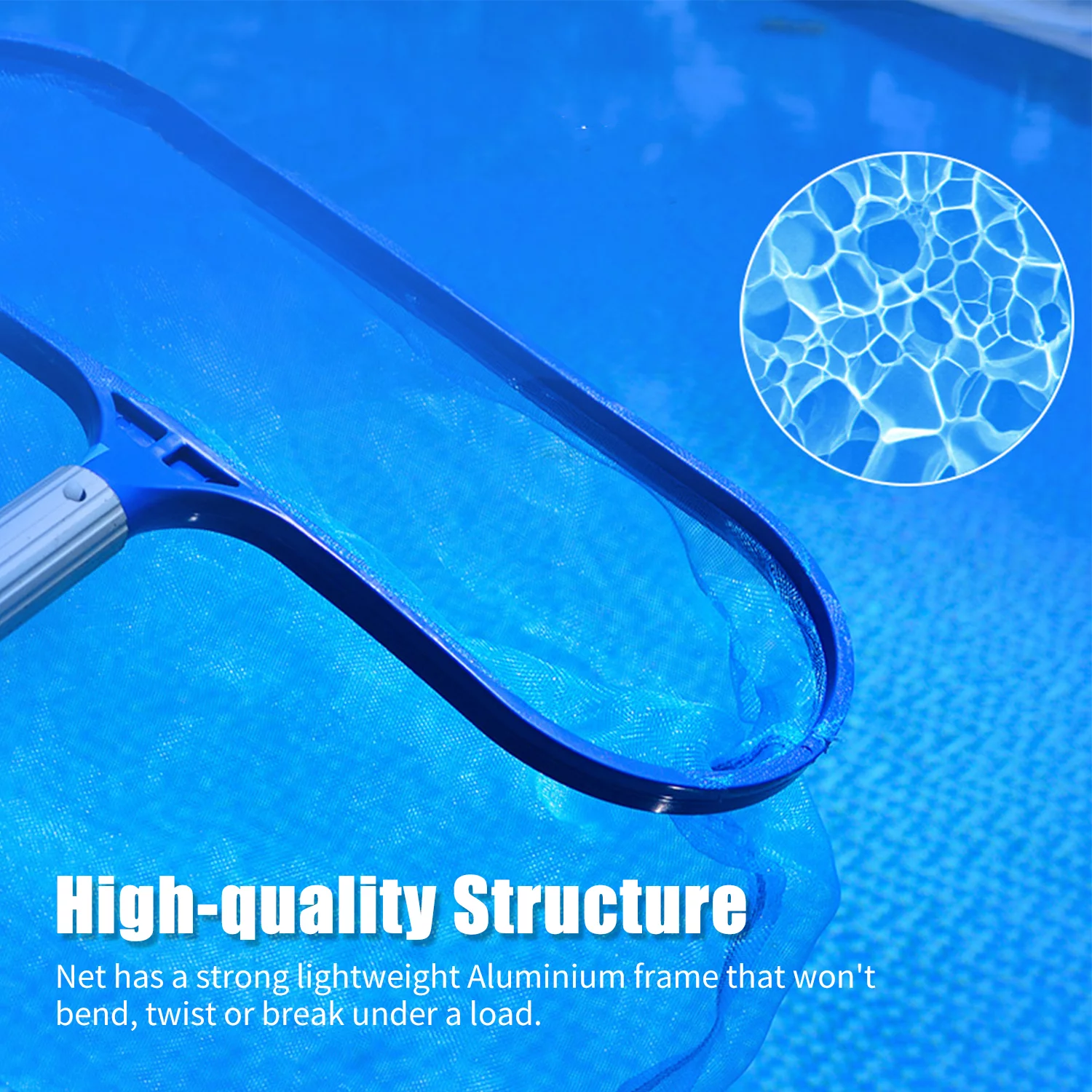 Pool Skimmer Net with Telescopic Pole Removal Rake Swimming Pool Ponds Fast Cleaning Tool with Heavy-Duty Aluminium Frames Deep Mesh Nets