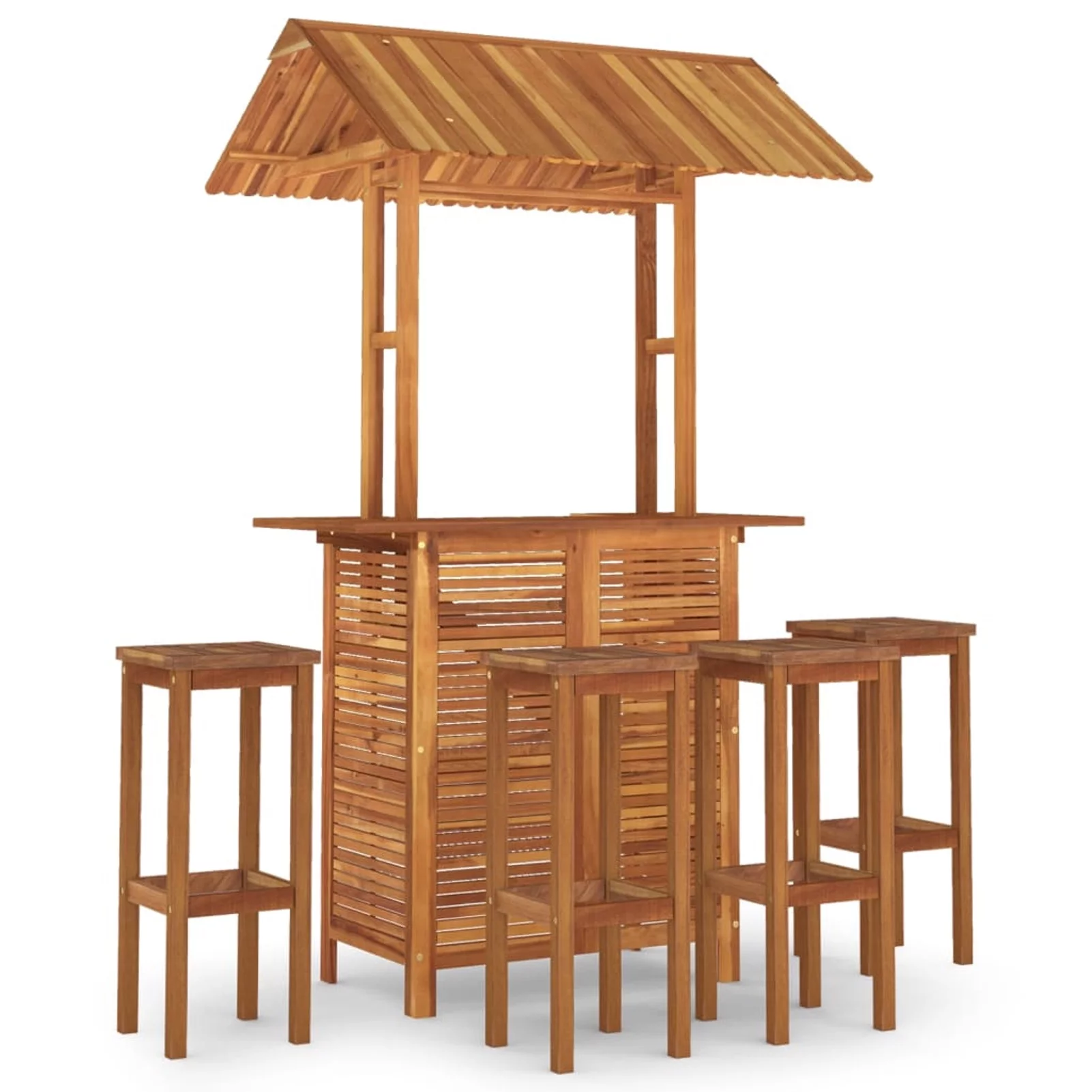 Aibecy 5 Piece Patio Bar Set Solid Wood Acacia