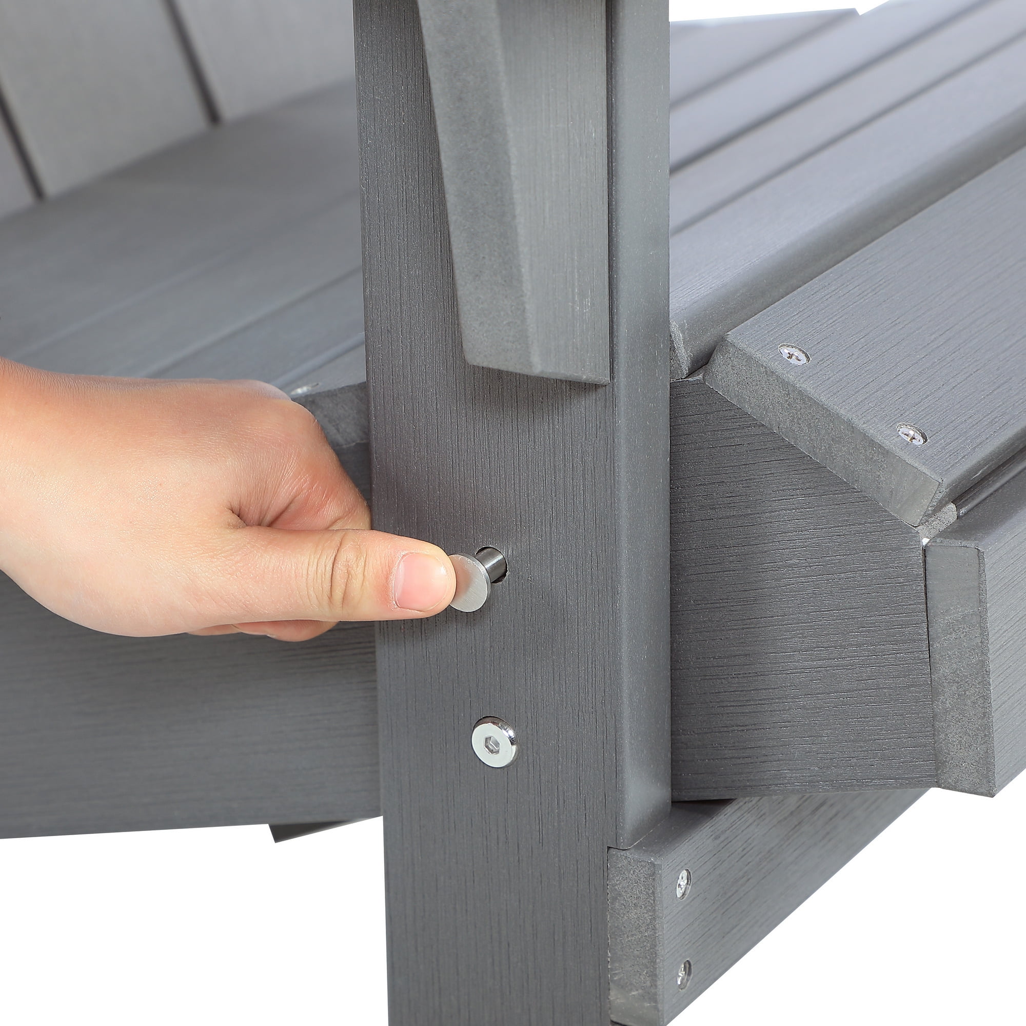 Hurley Stanton Drew Plastic/Resin Folding Adirondack Chair with Ottoman (Gray)