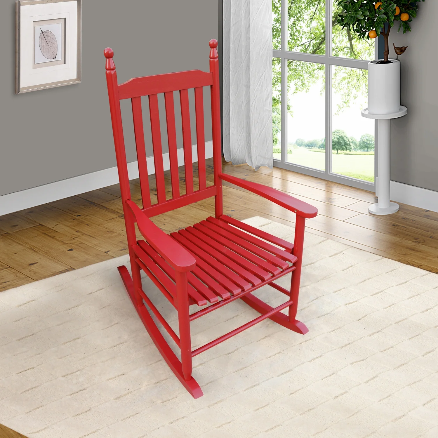 CGFHYP Wooden porch rocker chair Rose Red