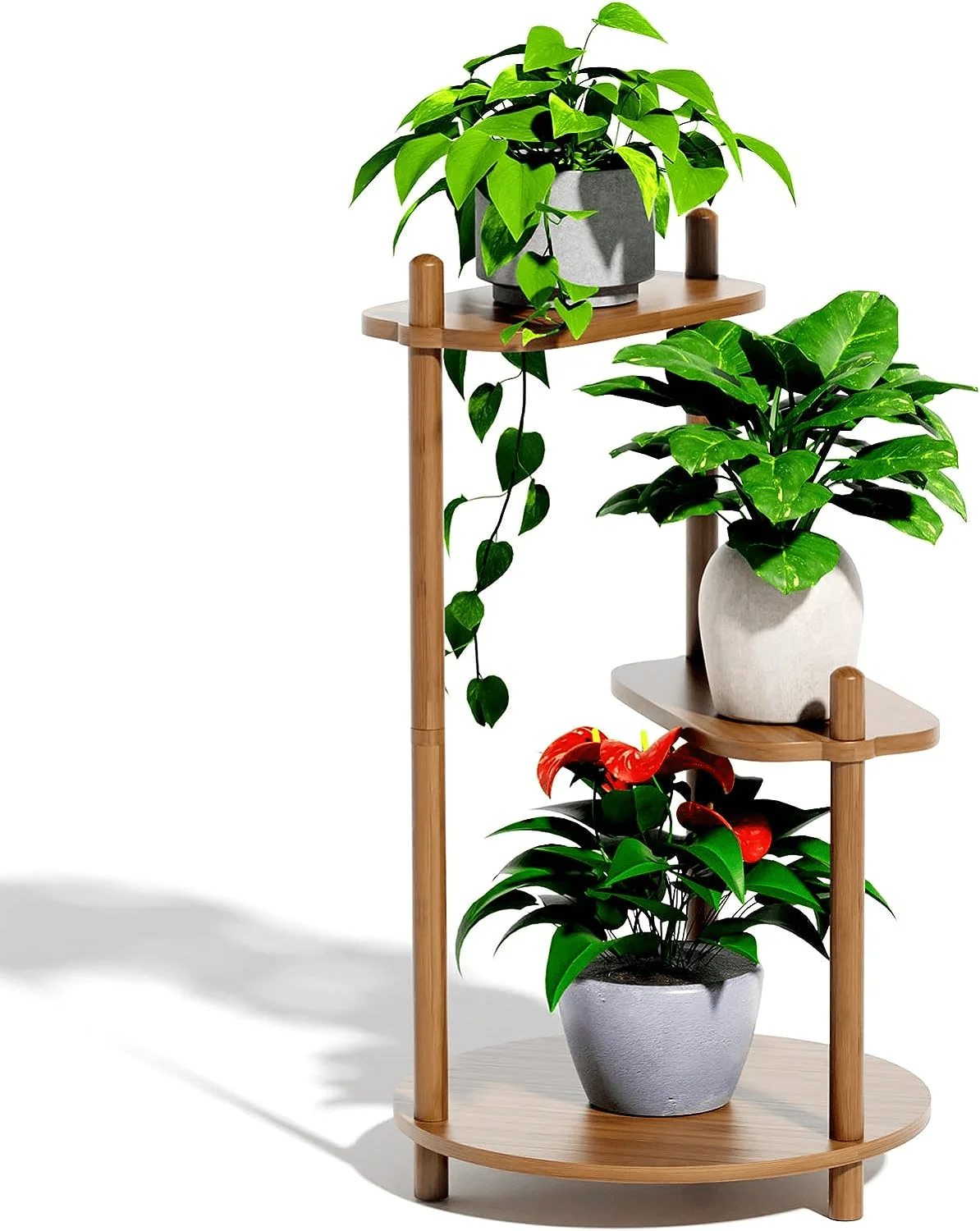 Plant Stand for Indoor Plant, Wood Tiered Plant Shelf for Multiple Plants 3 Tiers 3 Potted Ladder Plant Holder Table, Pot Stand for Window Garden Balcony Living Room Gifts for Women
