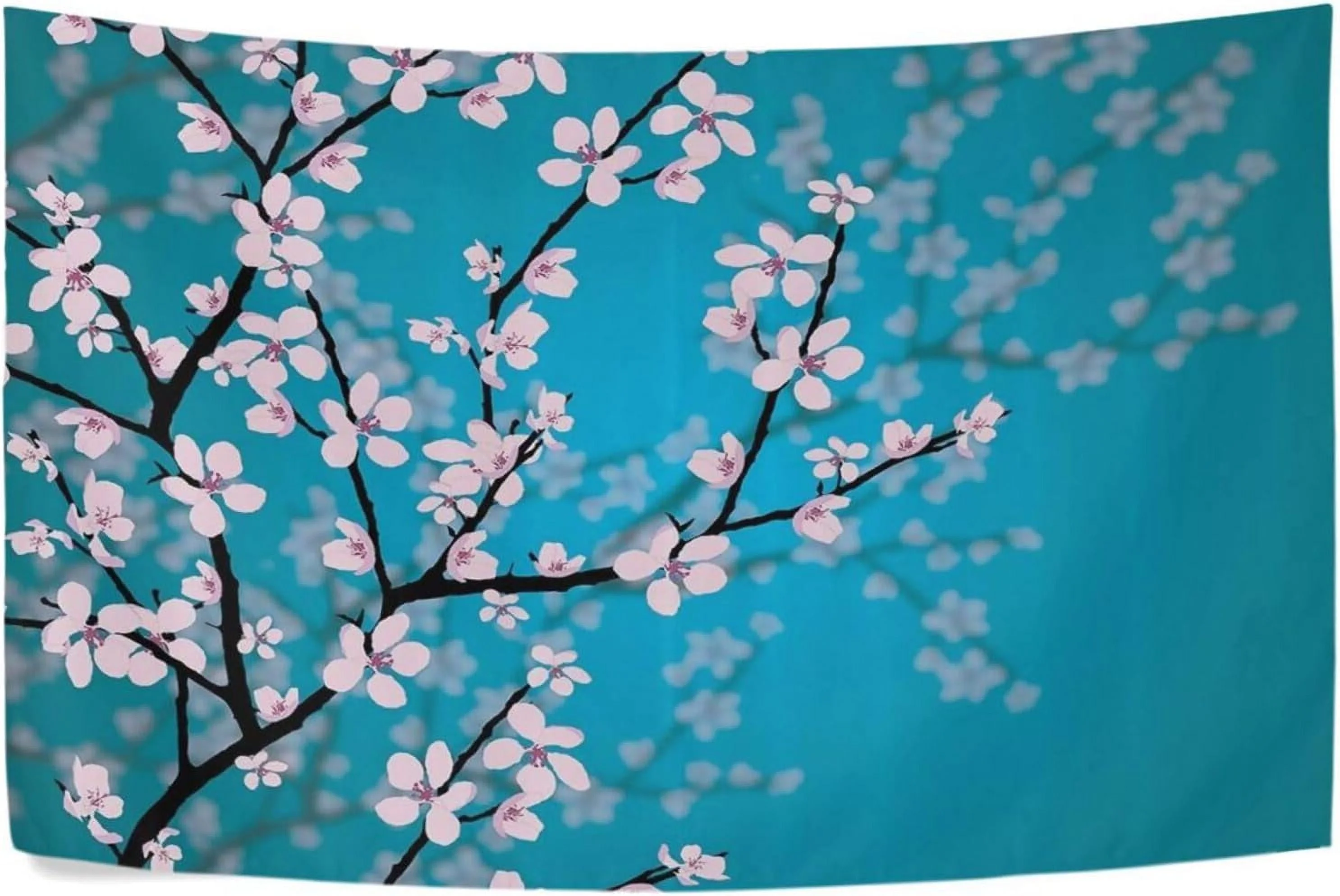 Plum Cherry Blossom Tapestry Wall Hanging Tapestries Happy Colorful Hippie Psychedelic Art Polyester Carpet Wall Decorative for Living Room Bedroom 60x51inch Home Decor Gifts