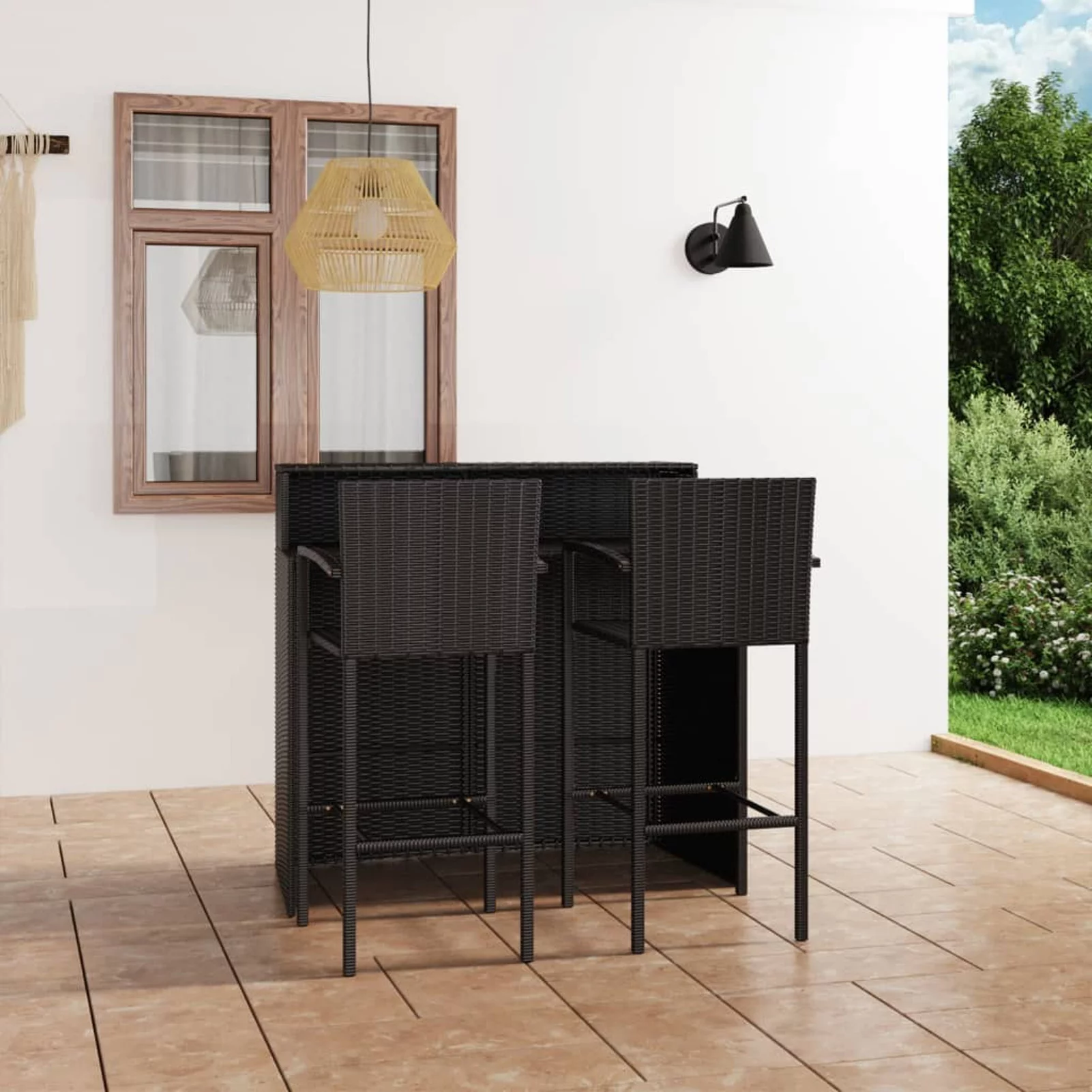 ametoys 3 Piece Patio Bar Set Black