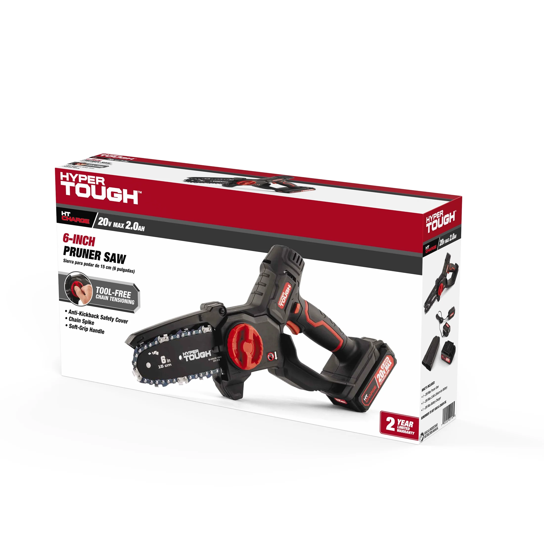 Hyper Tough 20-Volt 6-inch Mini Chainsaw with Battery and Charger, HT13-401-003-03